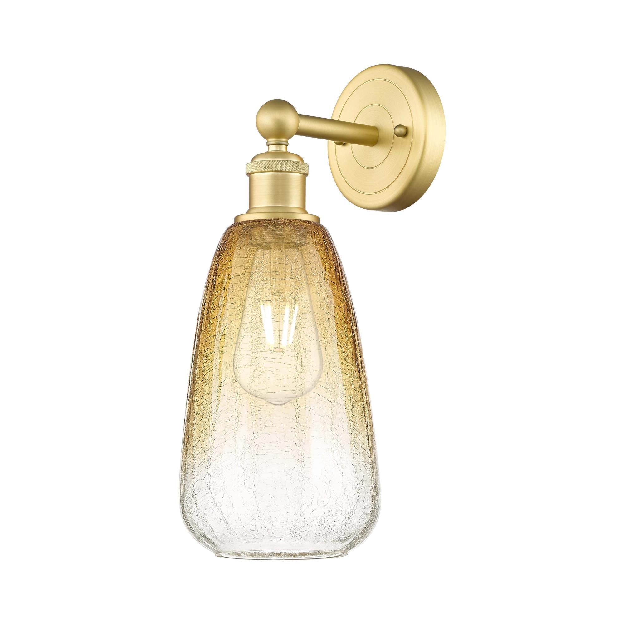 Shown in Satin Gold finish and Amber glass