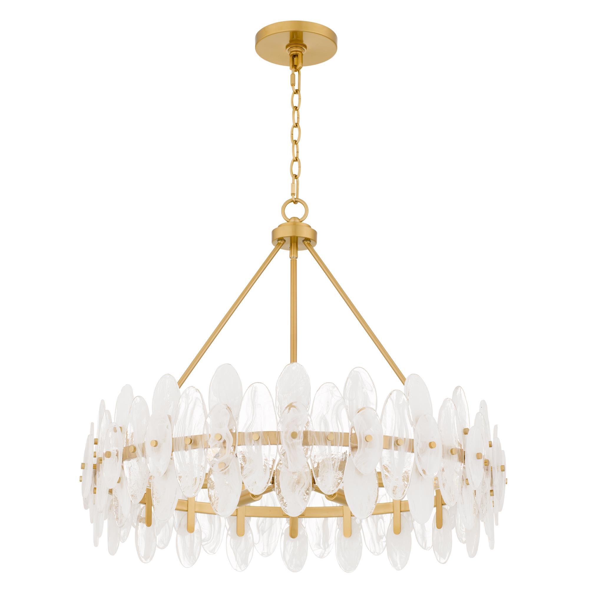 Shown in Brushed Gold finish and Glass shade