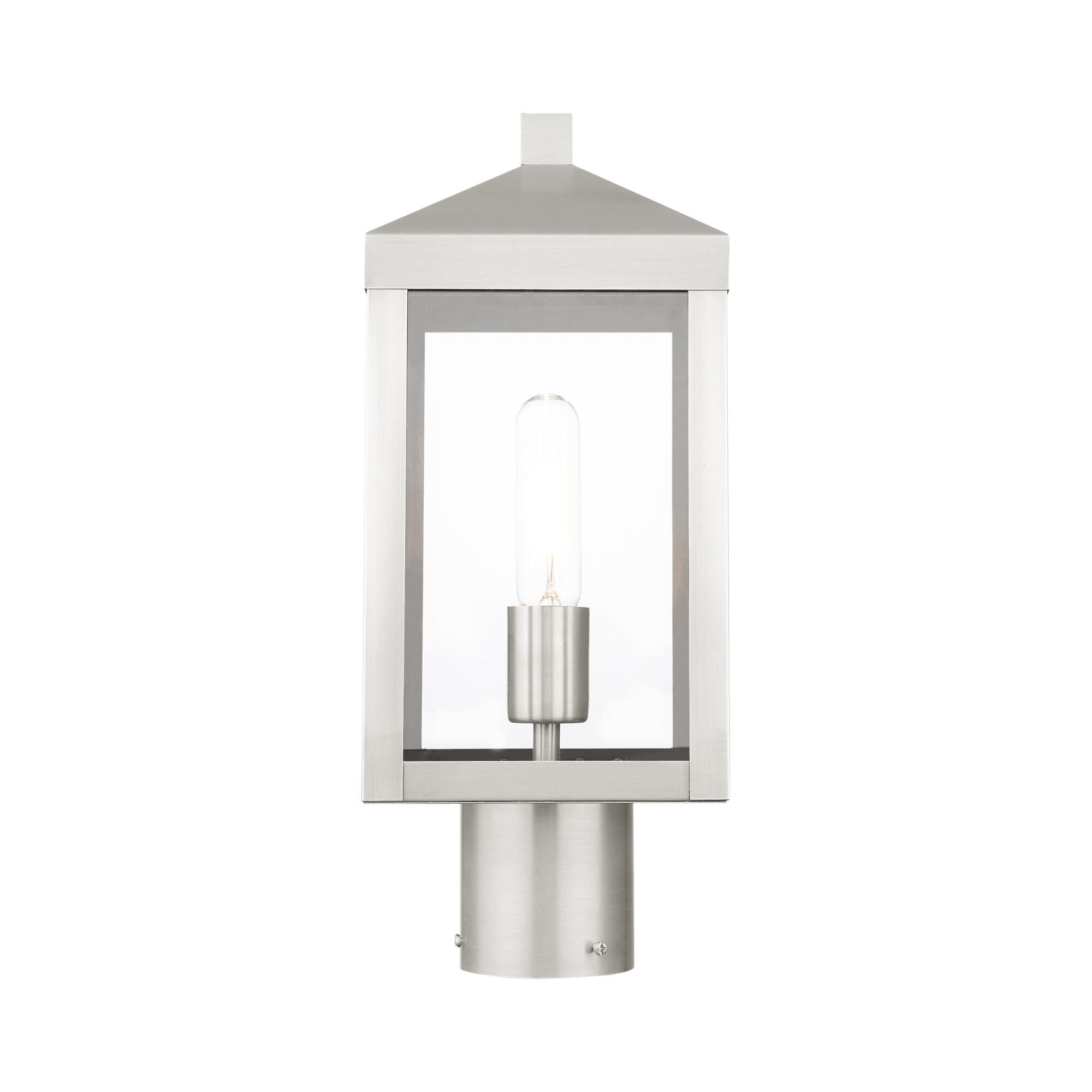 Shown in Brushed Nickel finish and Clear glass and Clear Glass shade