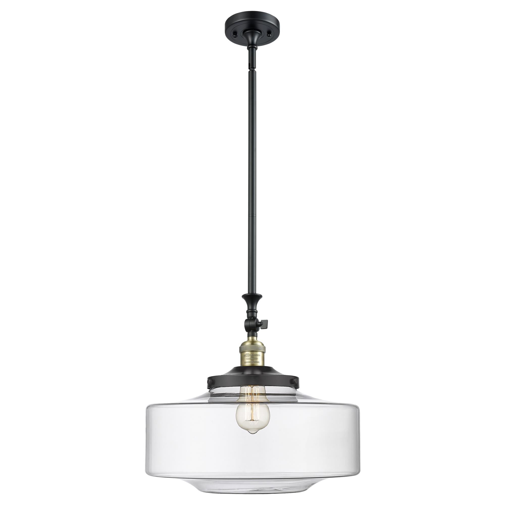 Shown in Black Antique Brass finish and Clear Large Bridgeton glass