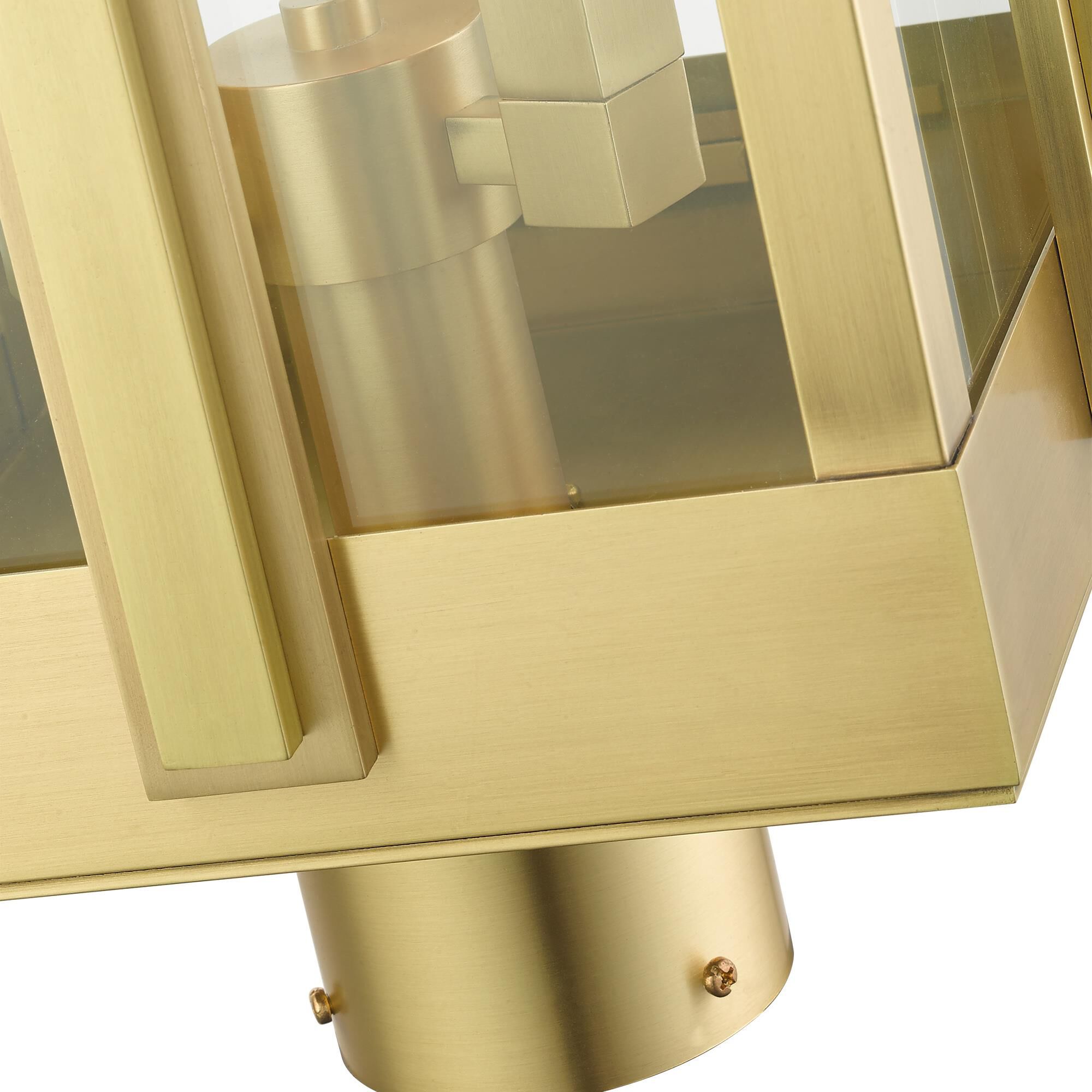 Shown in Natural Brass finish and Clear glass
