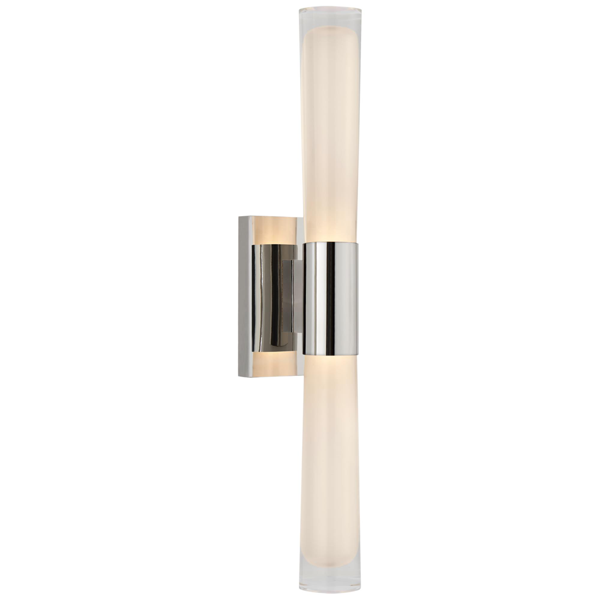 Shown in Polished Nickel finish and White Glass shade