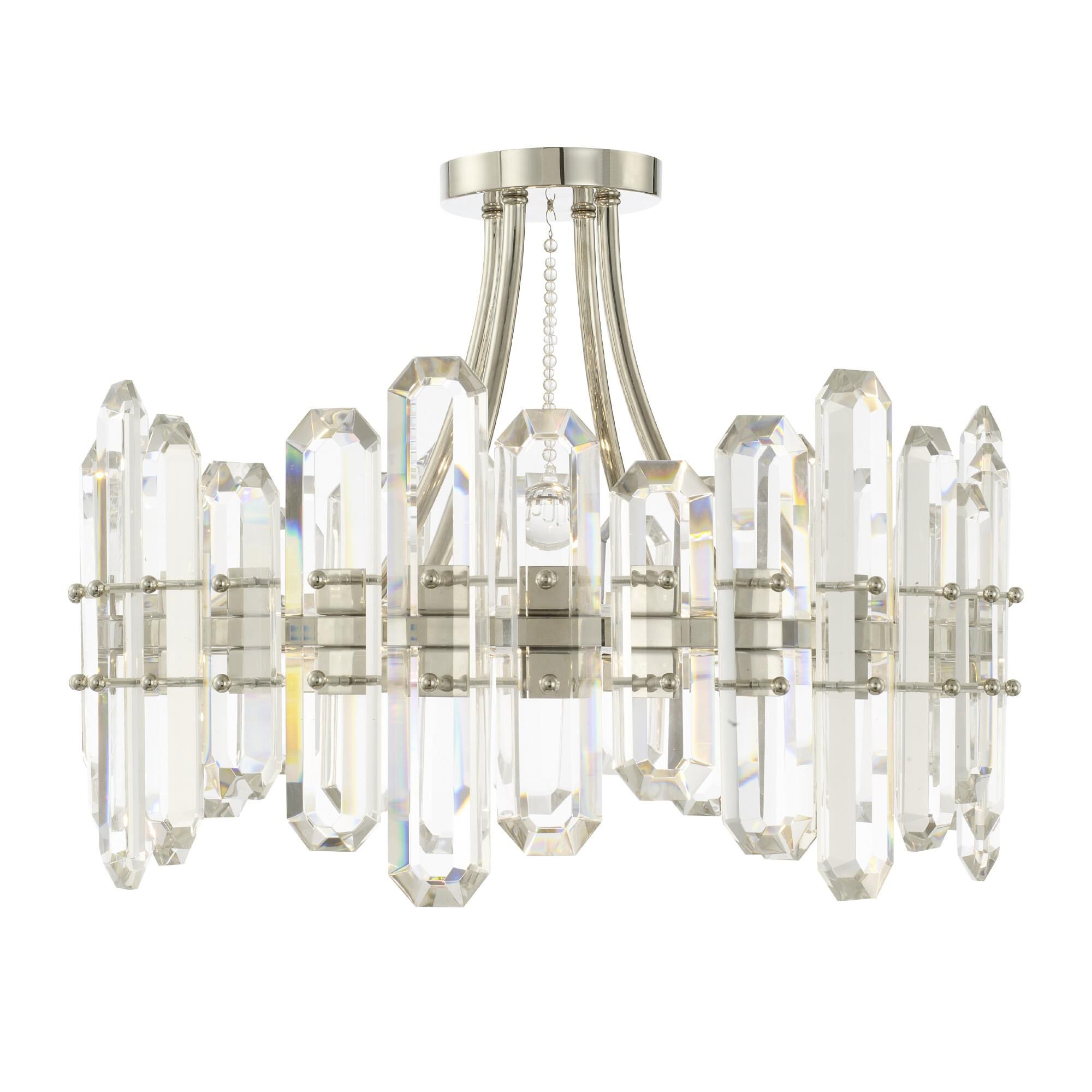 Shown in Polished Nickel finish and Faceted crystal