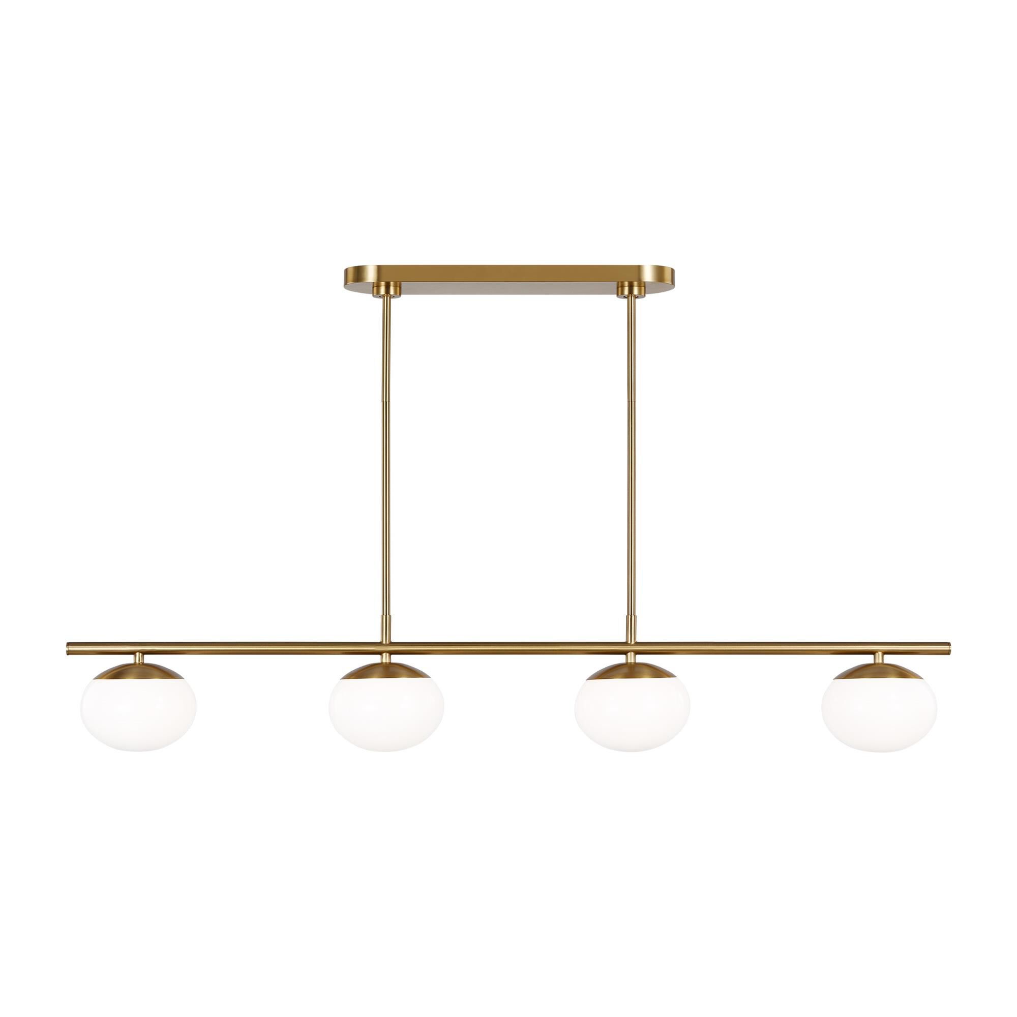 Shown in Burnished Brass finish and Milk White Glass s shade