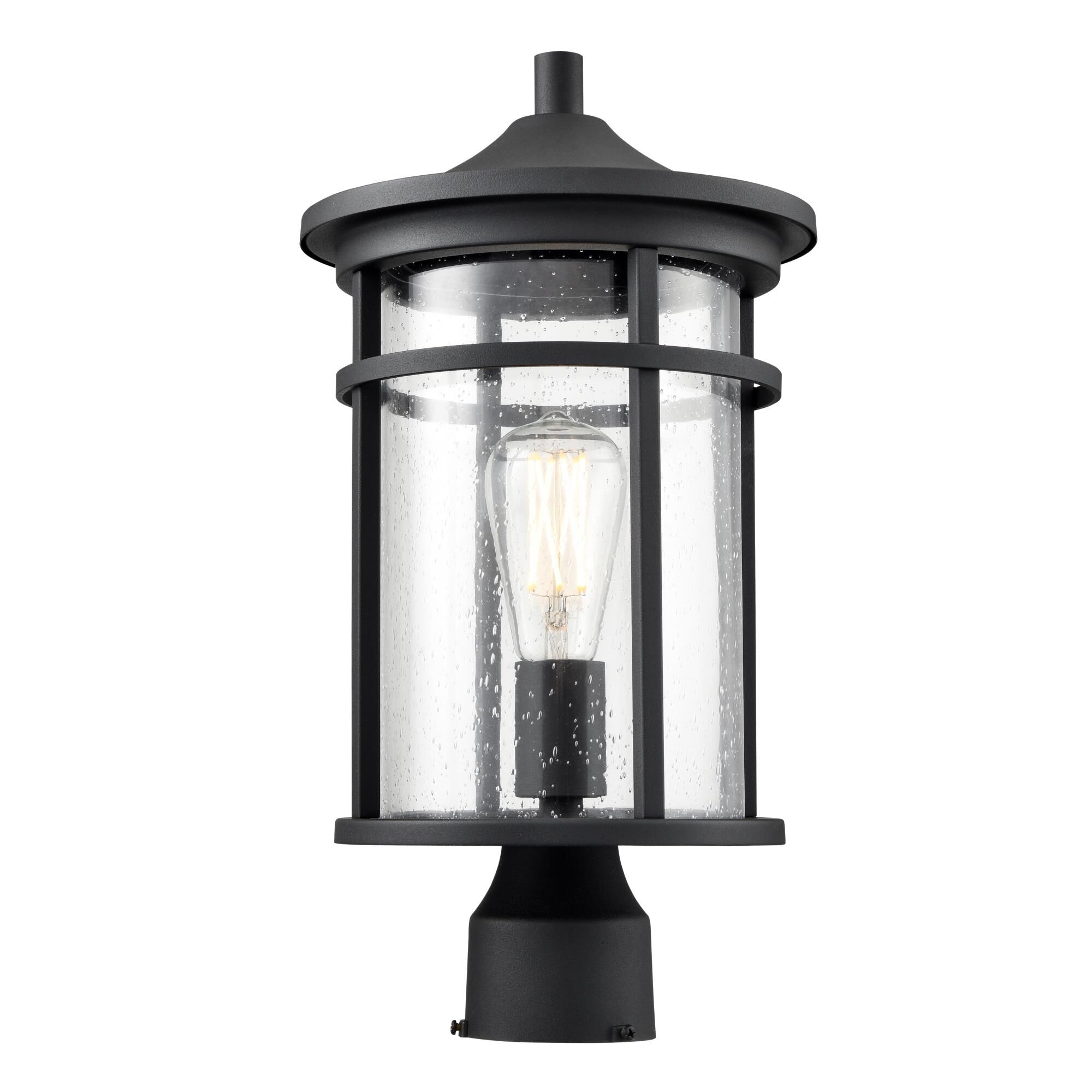 Shown in Textured Black finish and Clear Seeded glass