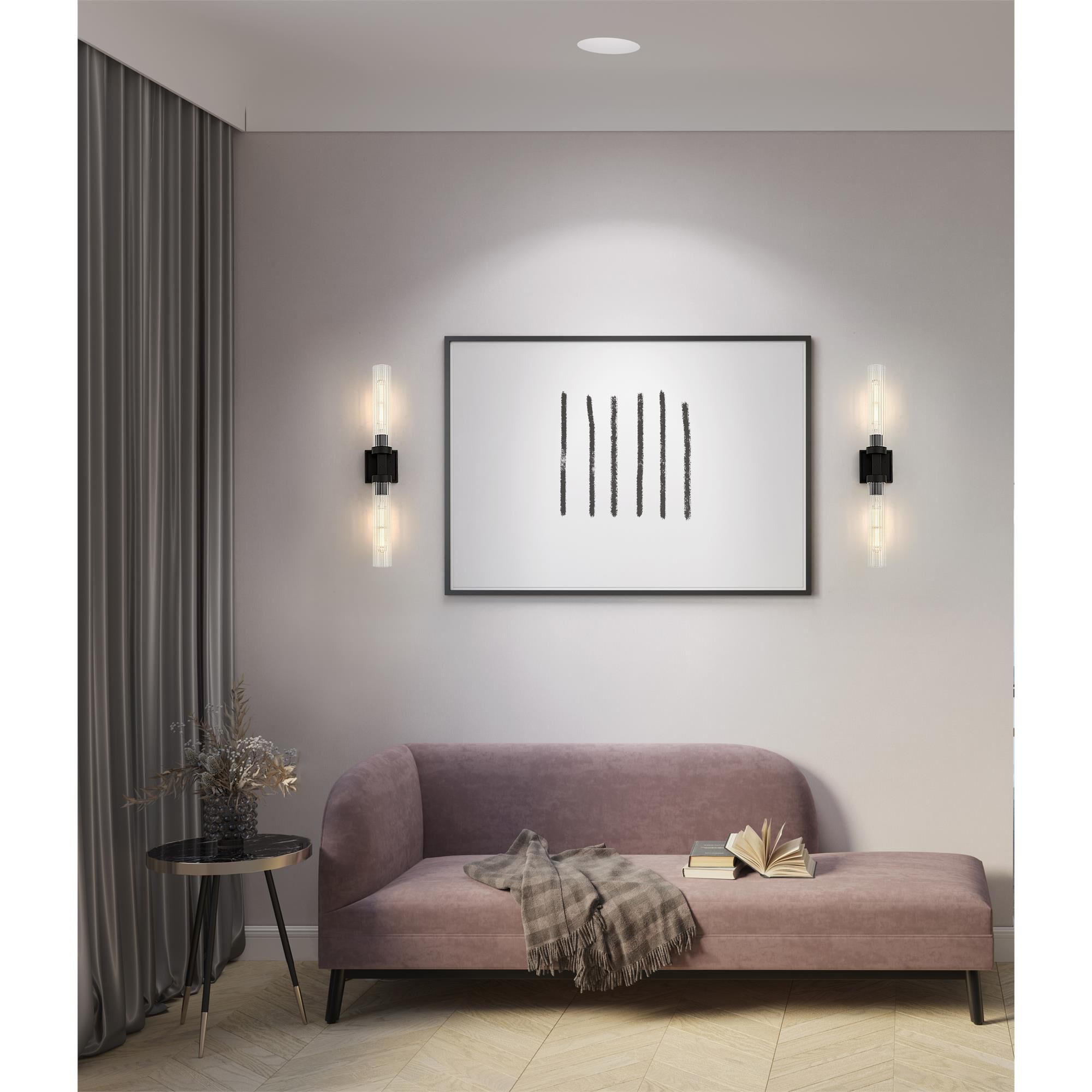 Shown in Matte Black finish and Clear Ribbed glass and Clear Ribbed shade