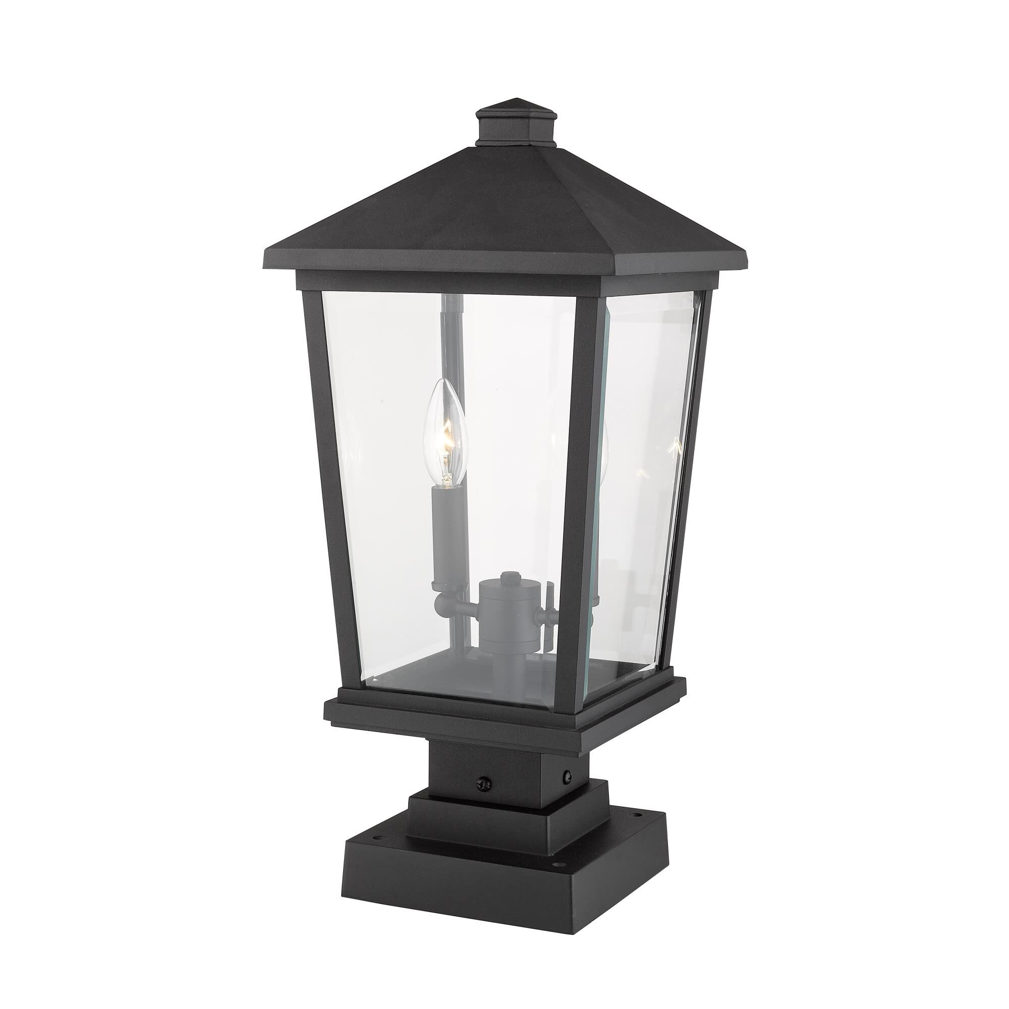 Shown in Black finish and Glass shade
