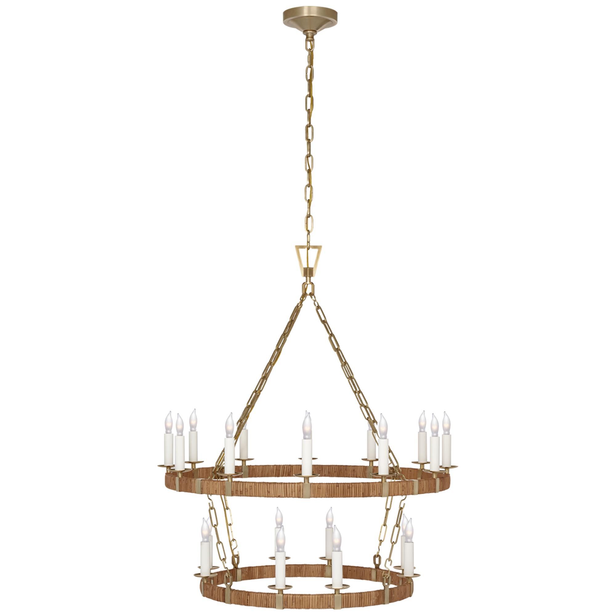 Shown in Antique-Burnished Brass and Natural Rattan finish