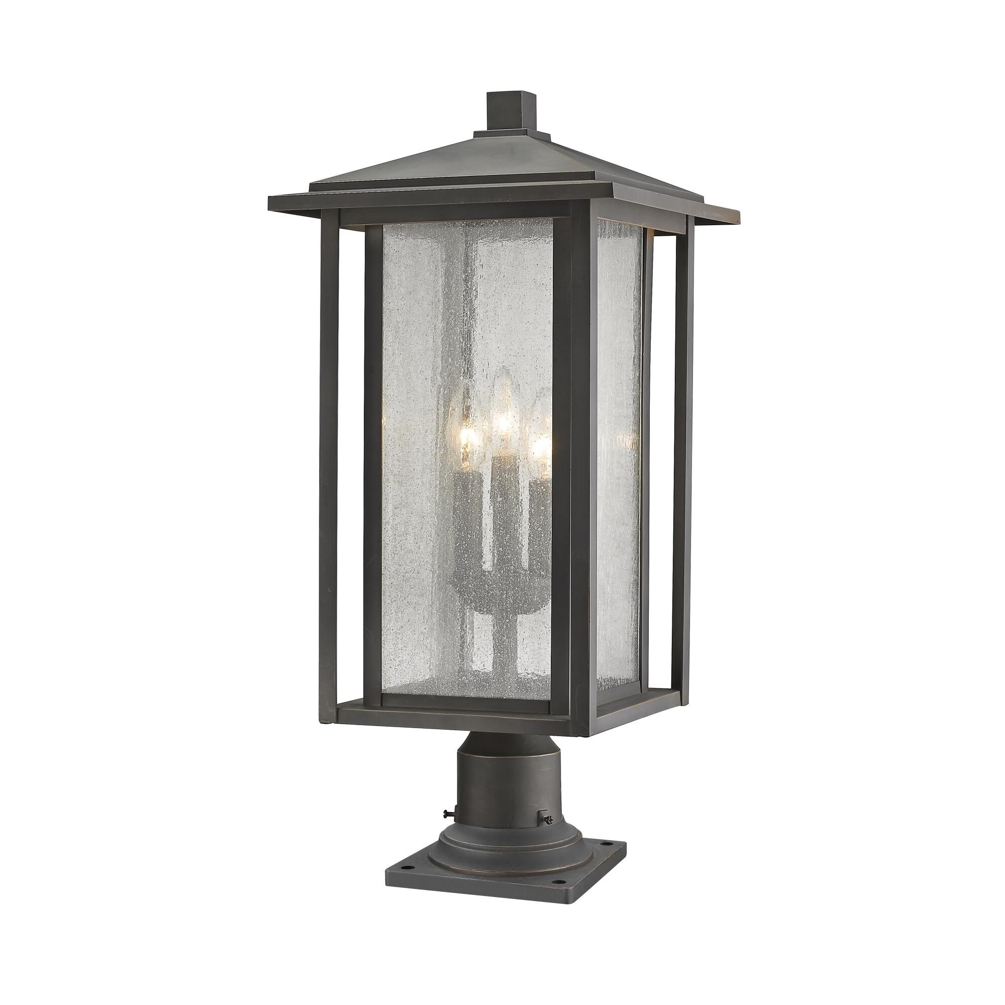 Shown in Oil Rubbed Bronze finish and Glass shade