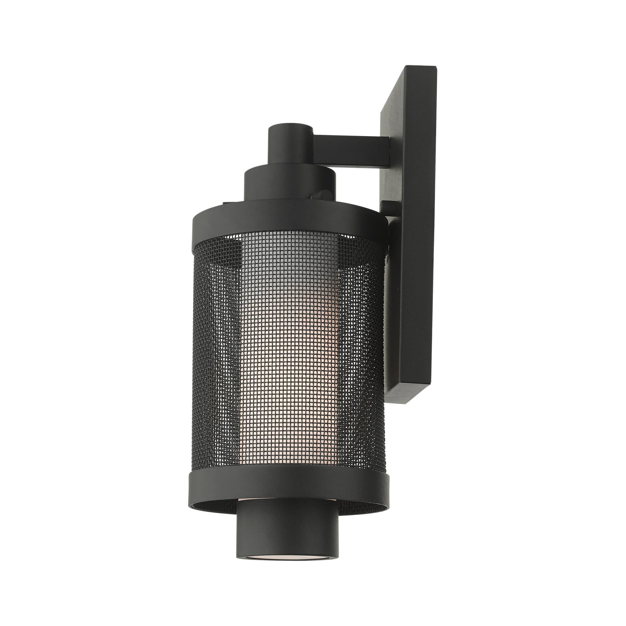 Shown in Textured Black finish and Black Stainless Steel Mesh With Satin Opal White glass and Black Stainless Steel Mesh With Satin Opal White Glass shade