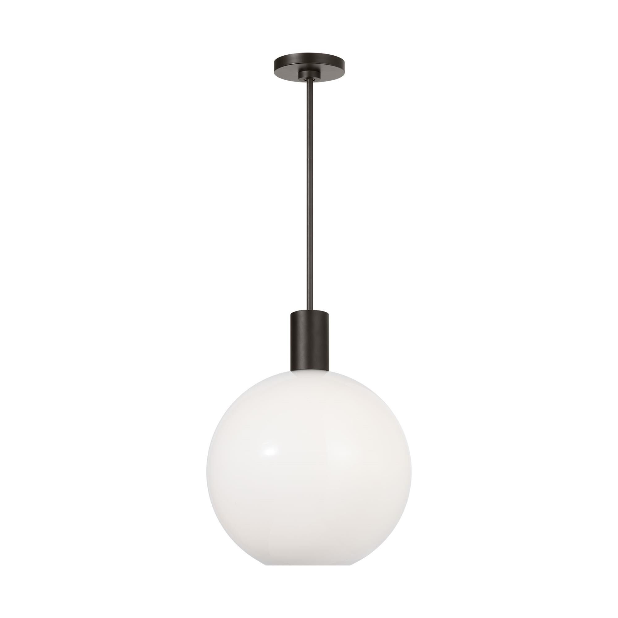 Shown in Midnight Black finish and Milk glass