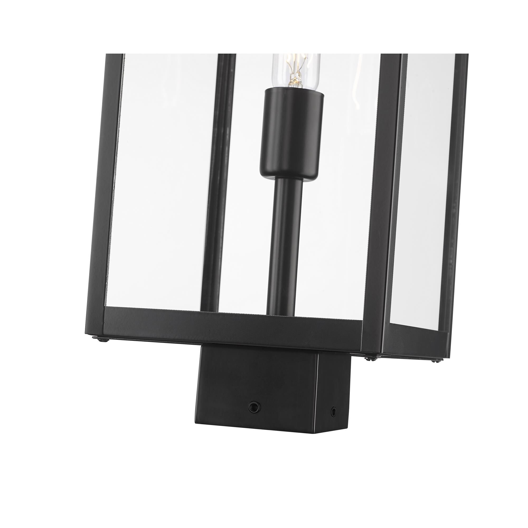 Shown in Black finish and Glass shade