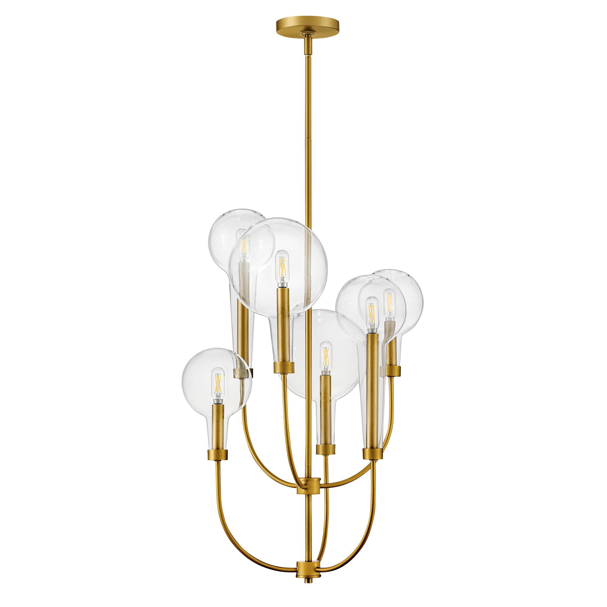 Shown in Lacquered Brass finish and Clear glass