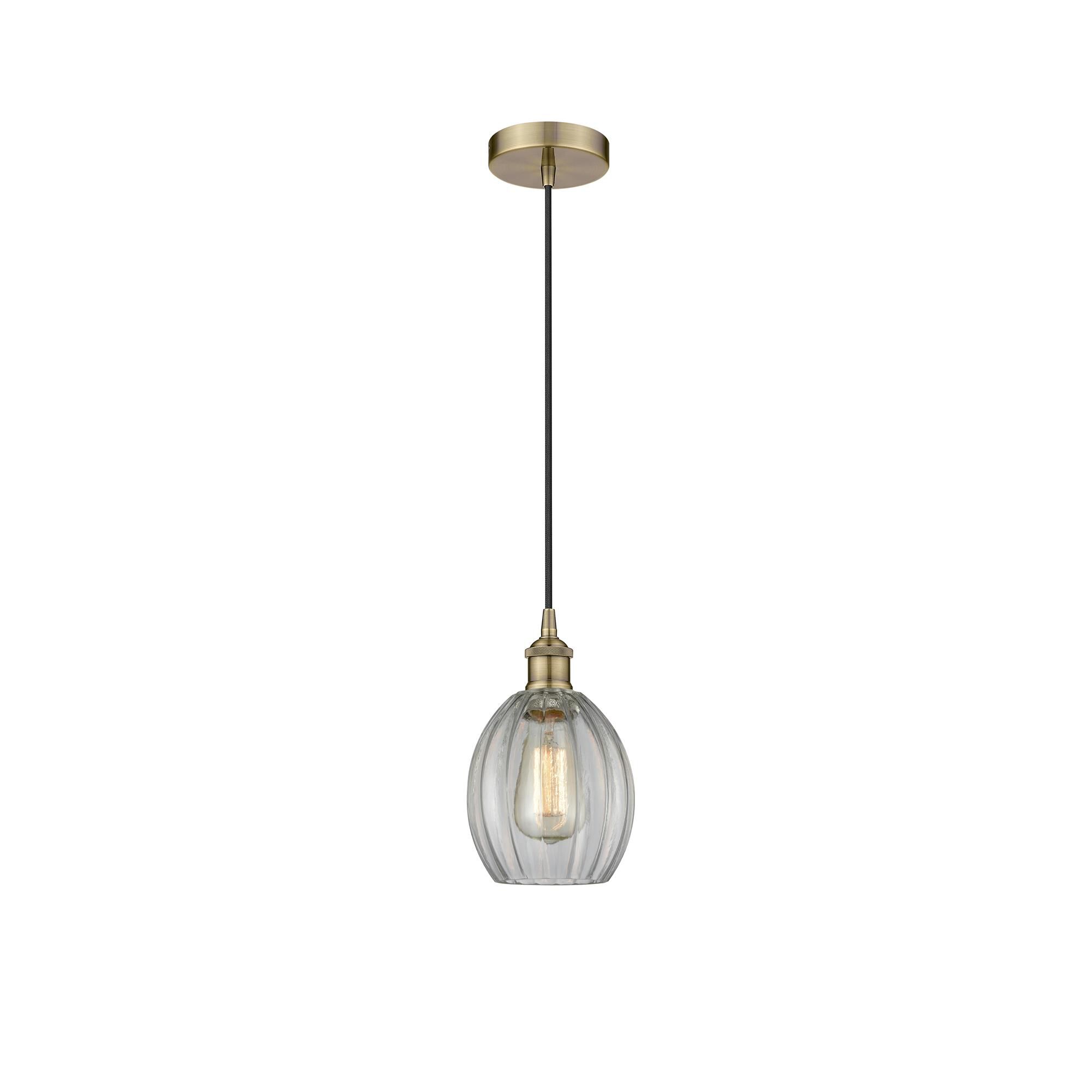 Shown in Antique Brass finish and Clear Eaton glass