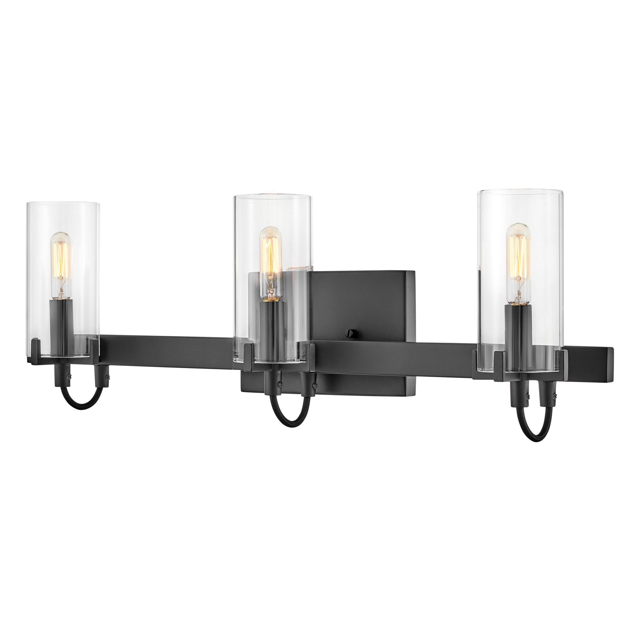 Shown in Black finish and Clear glass