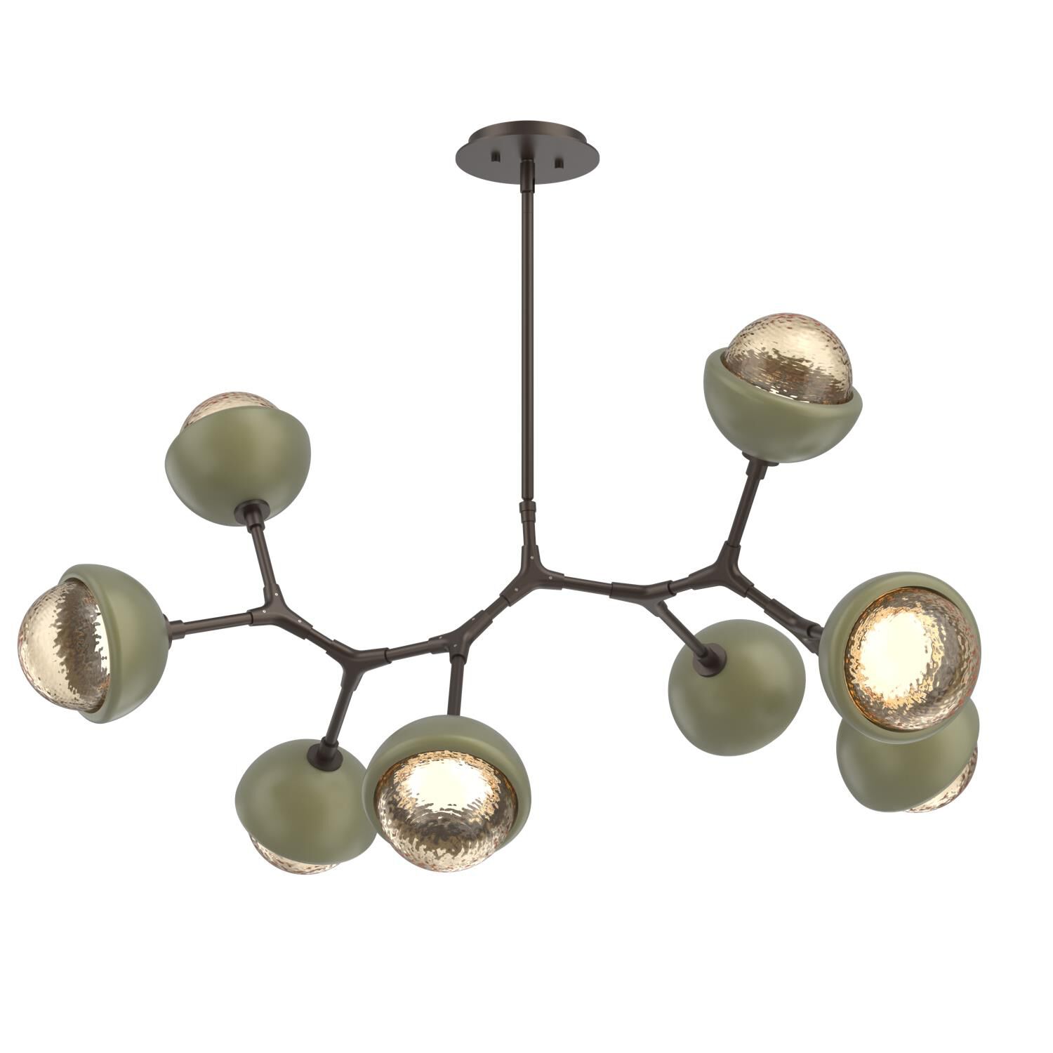 Shown in Flat Bronze finish and Amber glass and Sage Green accent