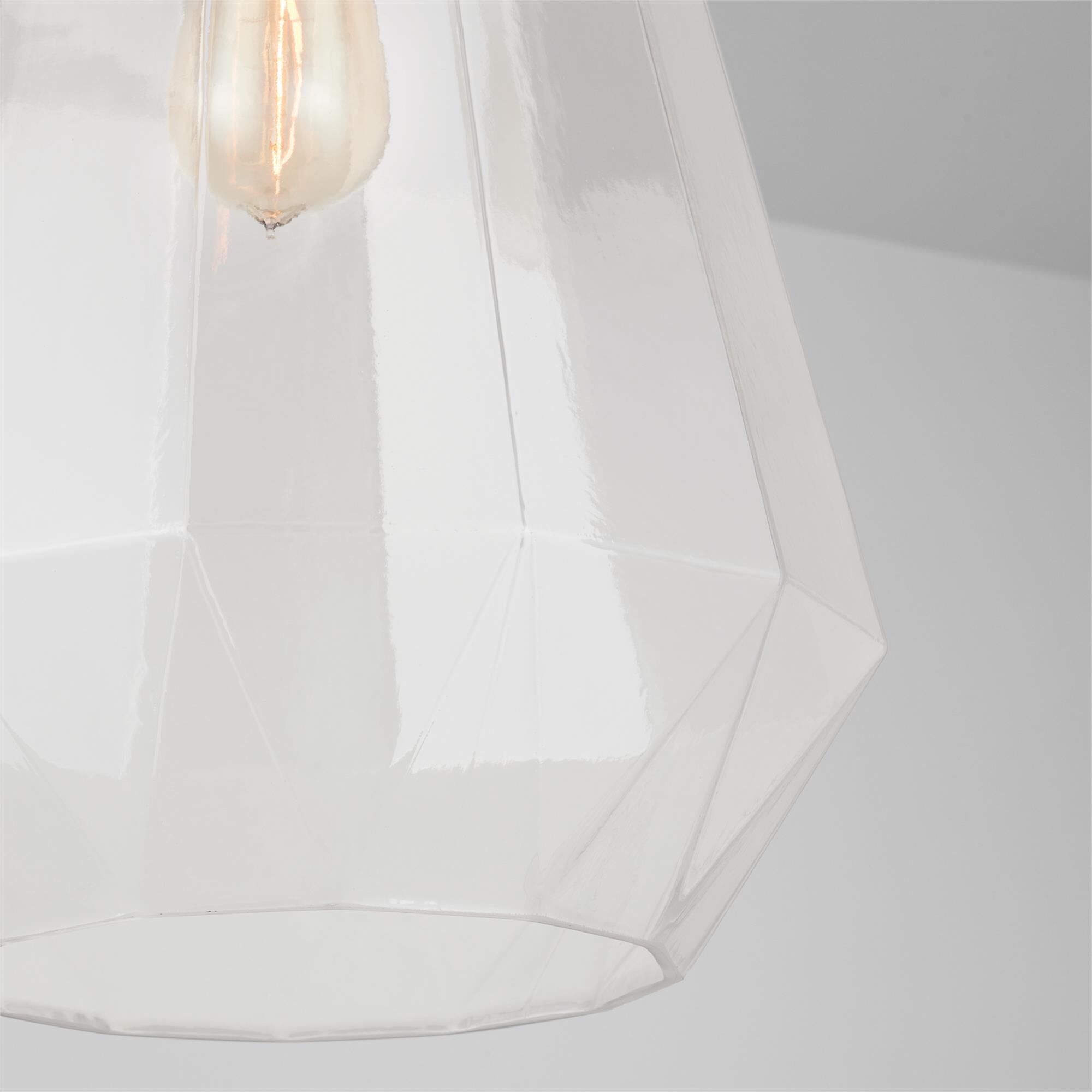 Shown in Brushed Nickel finish and Clear Prismatic glass