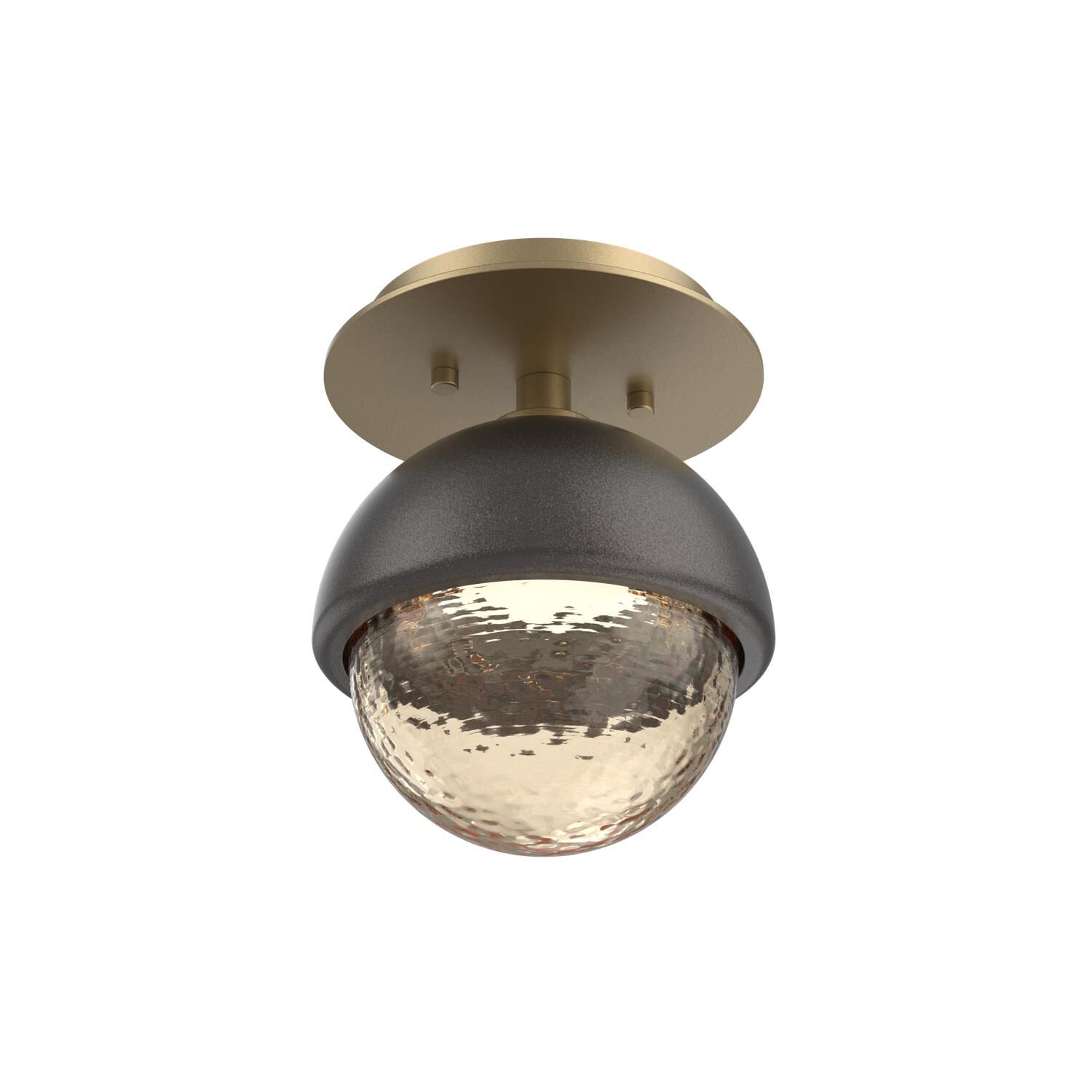 Shown in Gilded Brass finish and Amber glass and Graphite accent