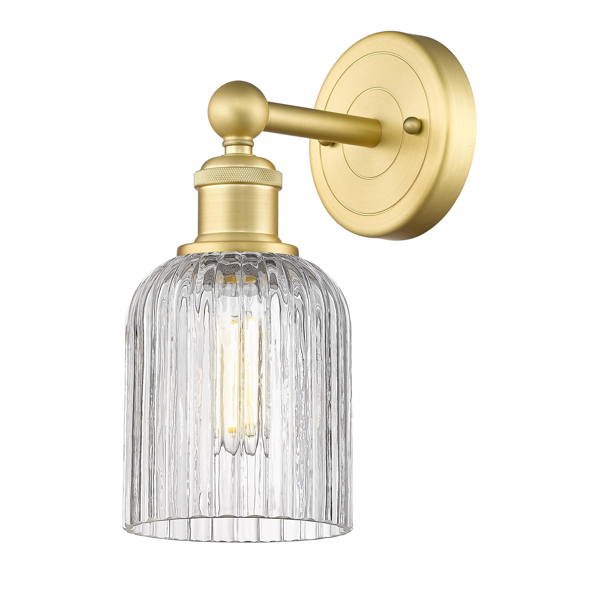 Shown in Satin Gold finish and Clear glass