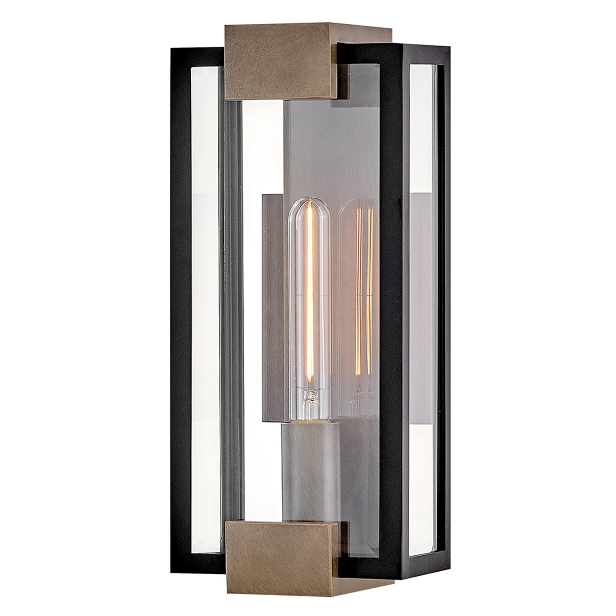 Shown in Black finish and Clear Beveled glass and Burnished Bronze accent