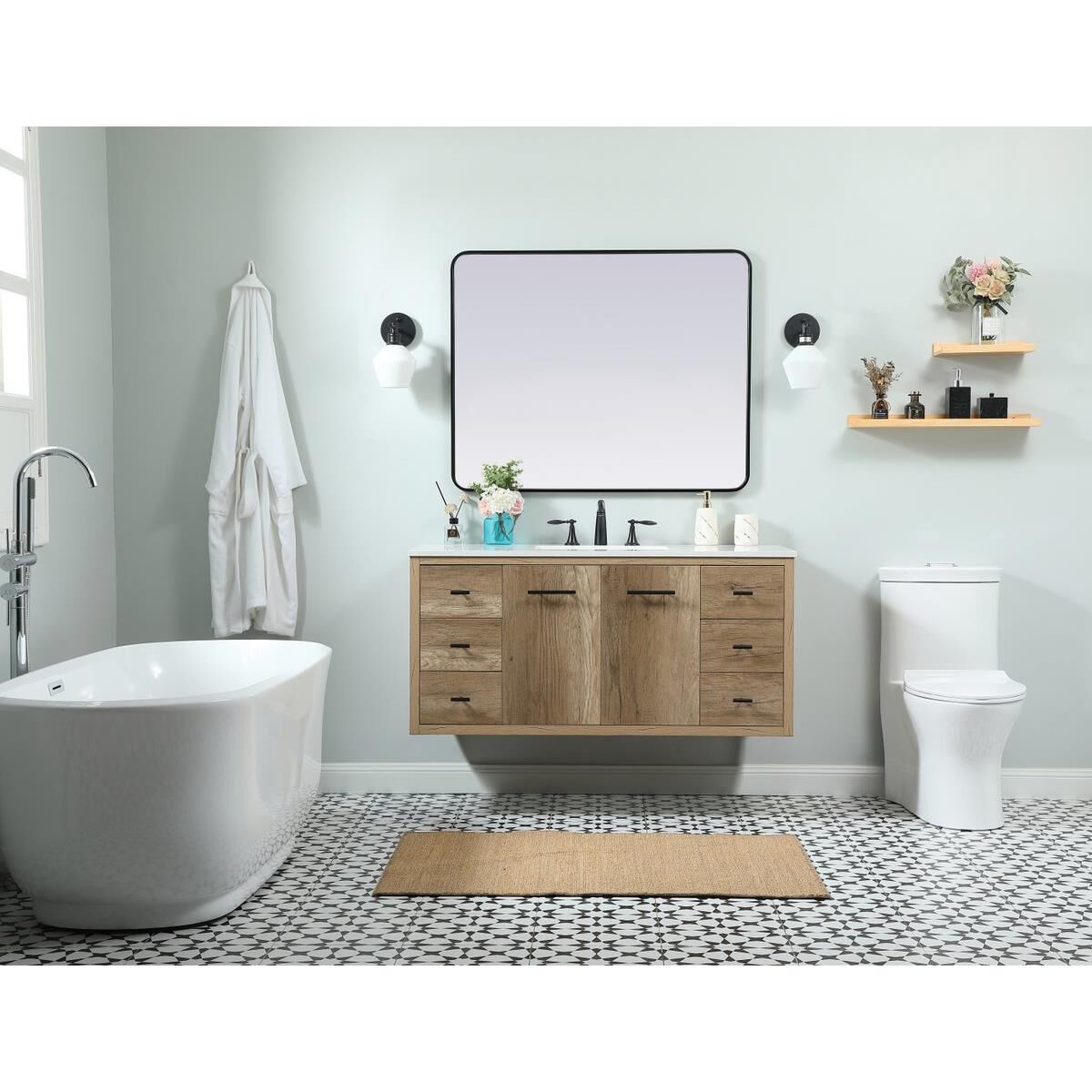 Shown in Natural Oak finish and No Backsplash accent