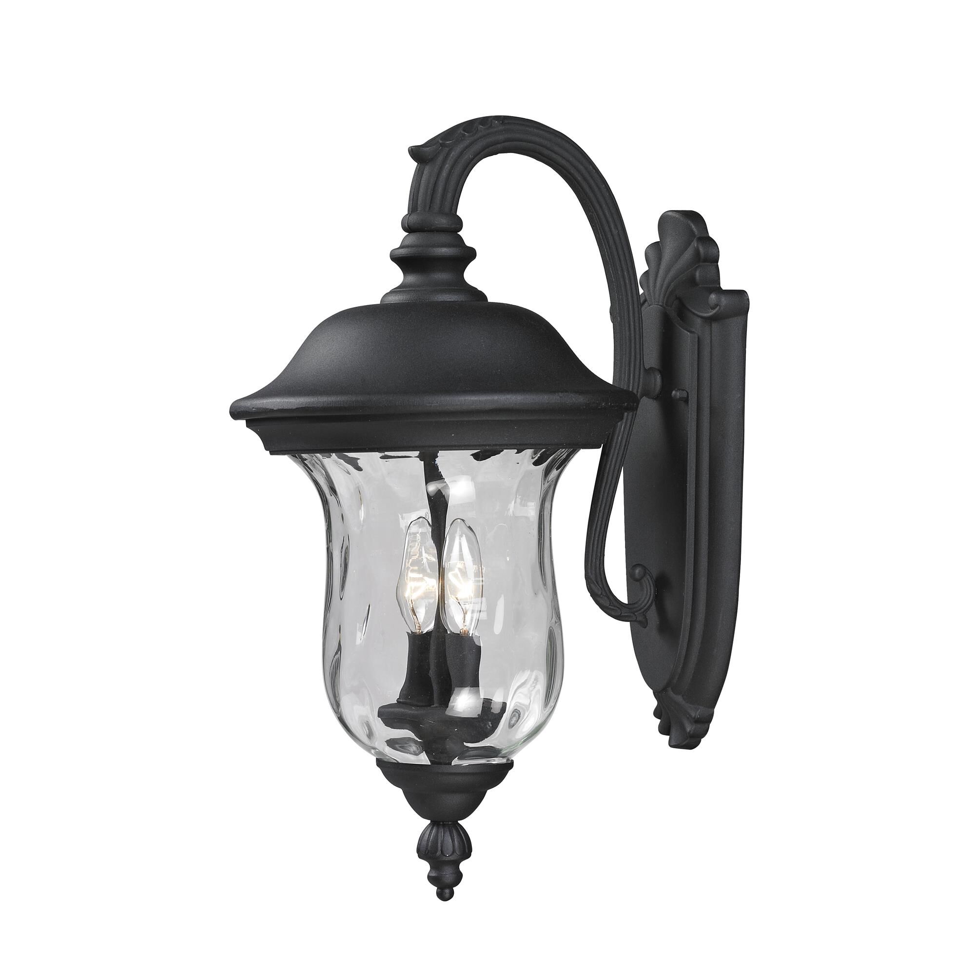 Shown in Black finish and Glass shade