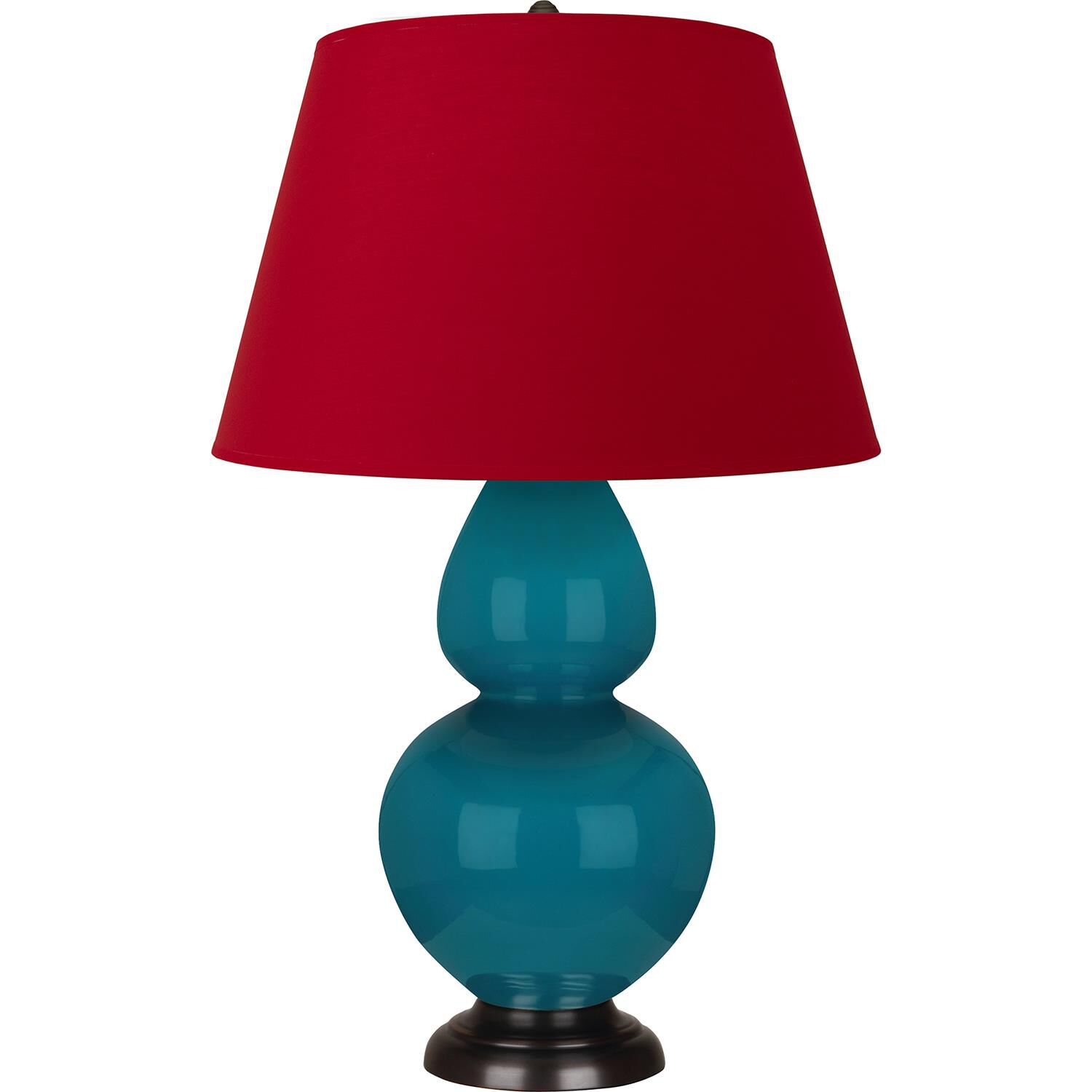 Shown in Peacock finish and Black and Red shade and Deep Patina Bronze accent