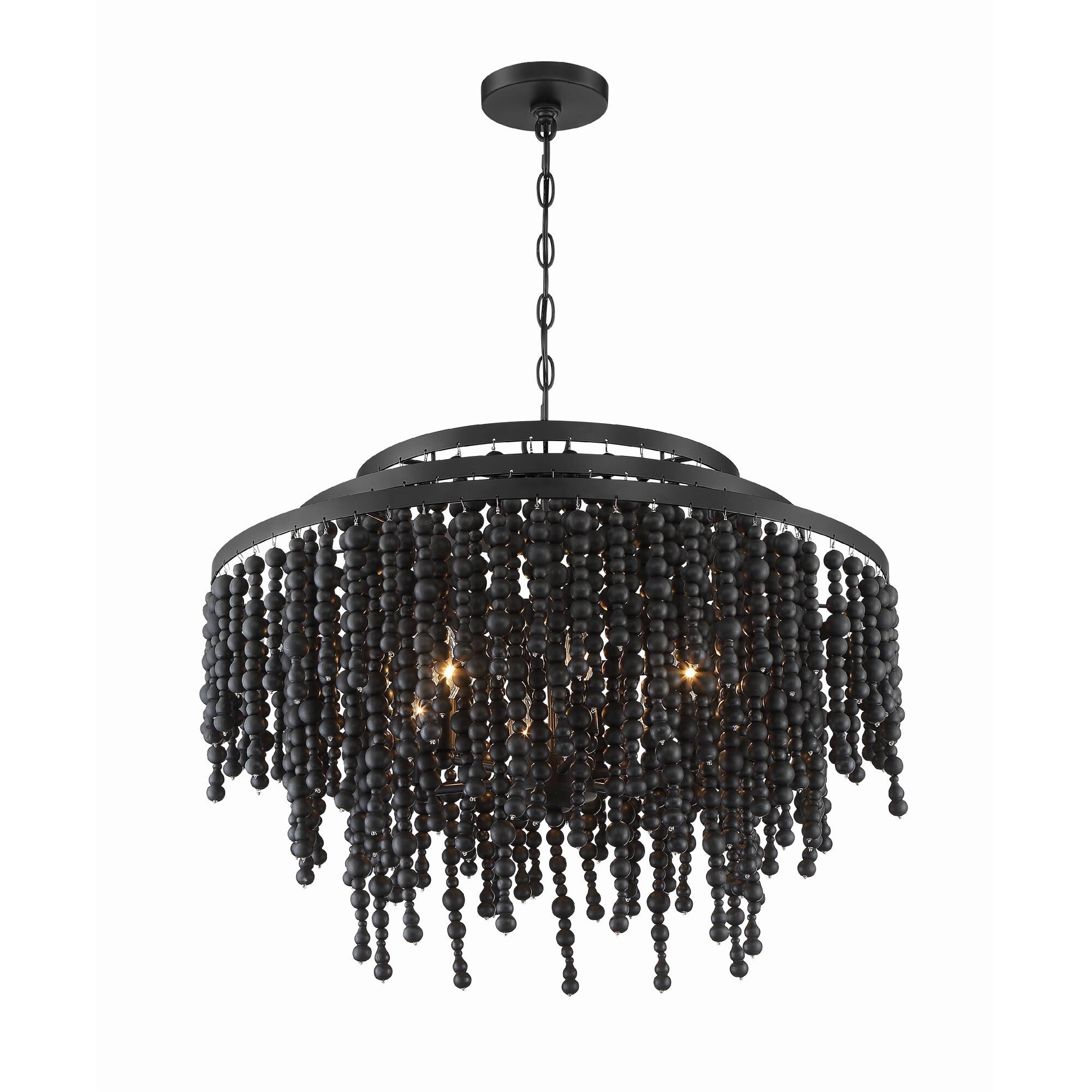 Shown in Matte Black finish and Black Wood Beads crystal