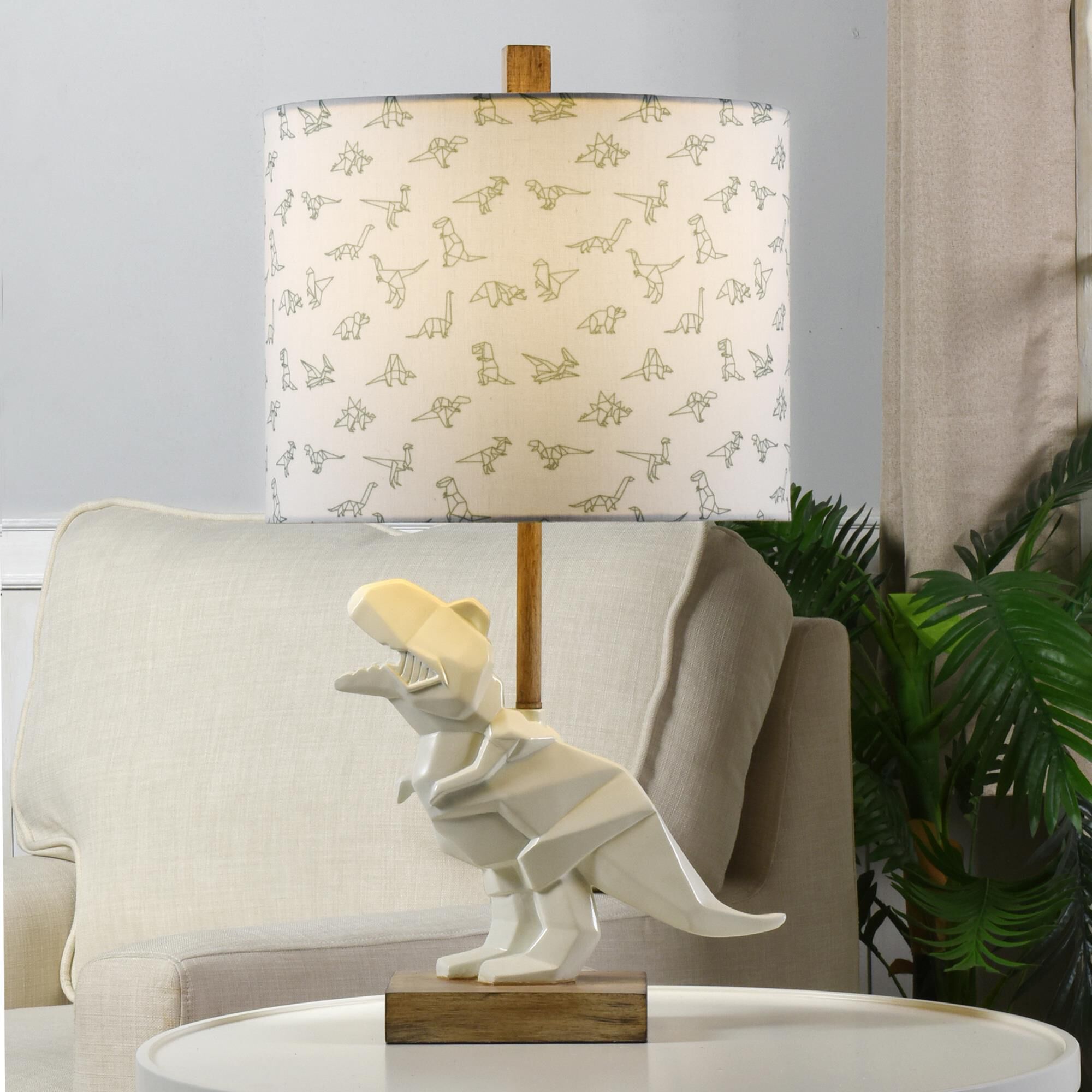 Shown in White, Taupe, Tan, Green finish and White, Green Polyester Fabric shade