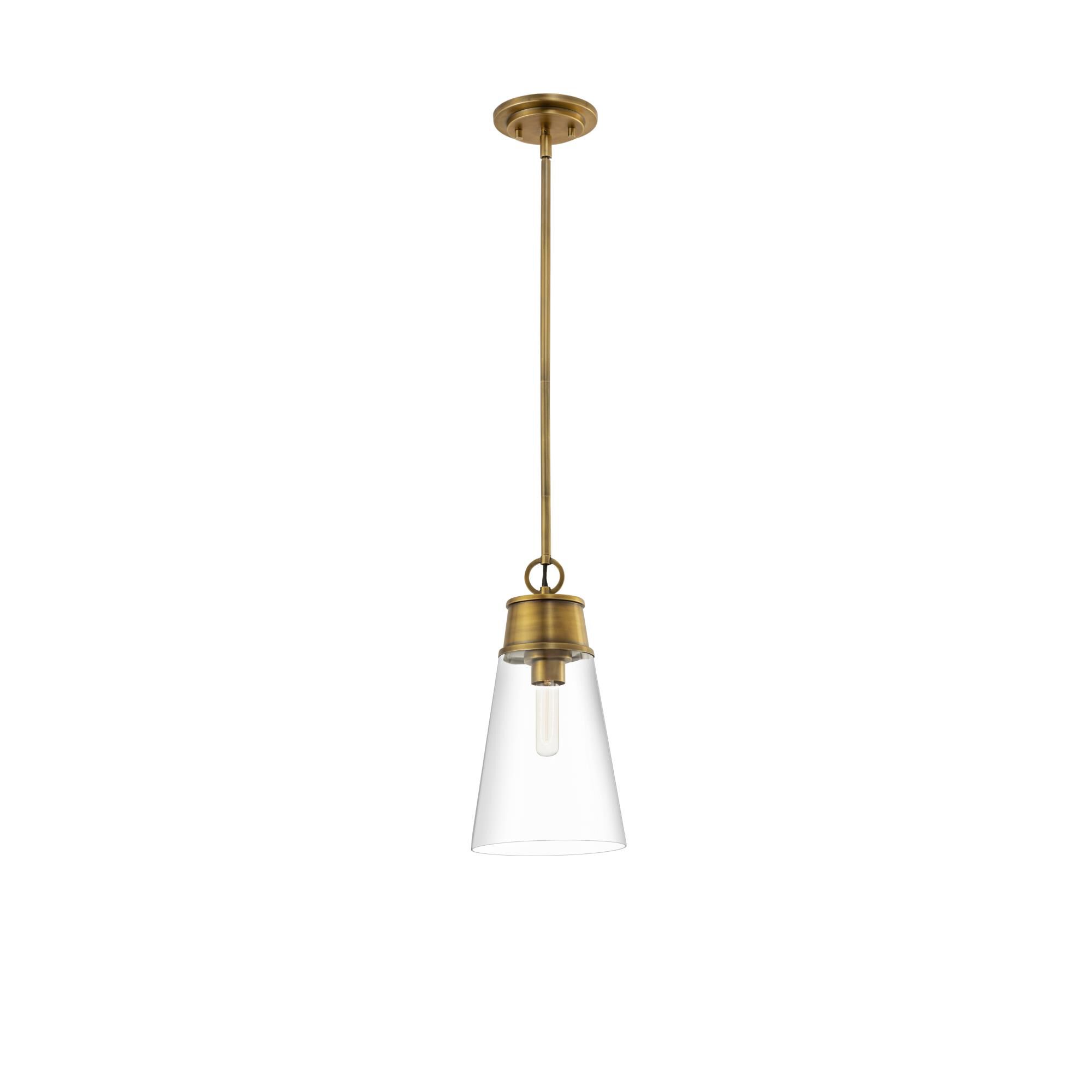 Shown in Rubbed Brass finish and Glass shade
