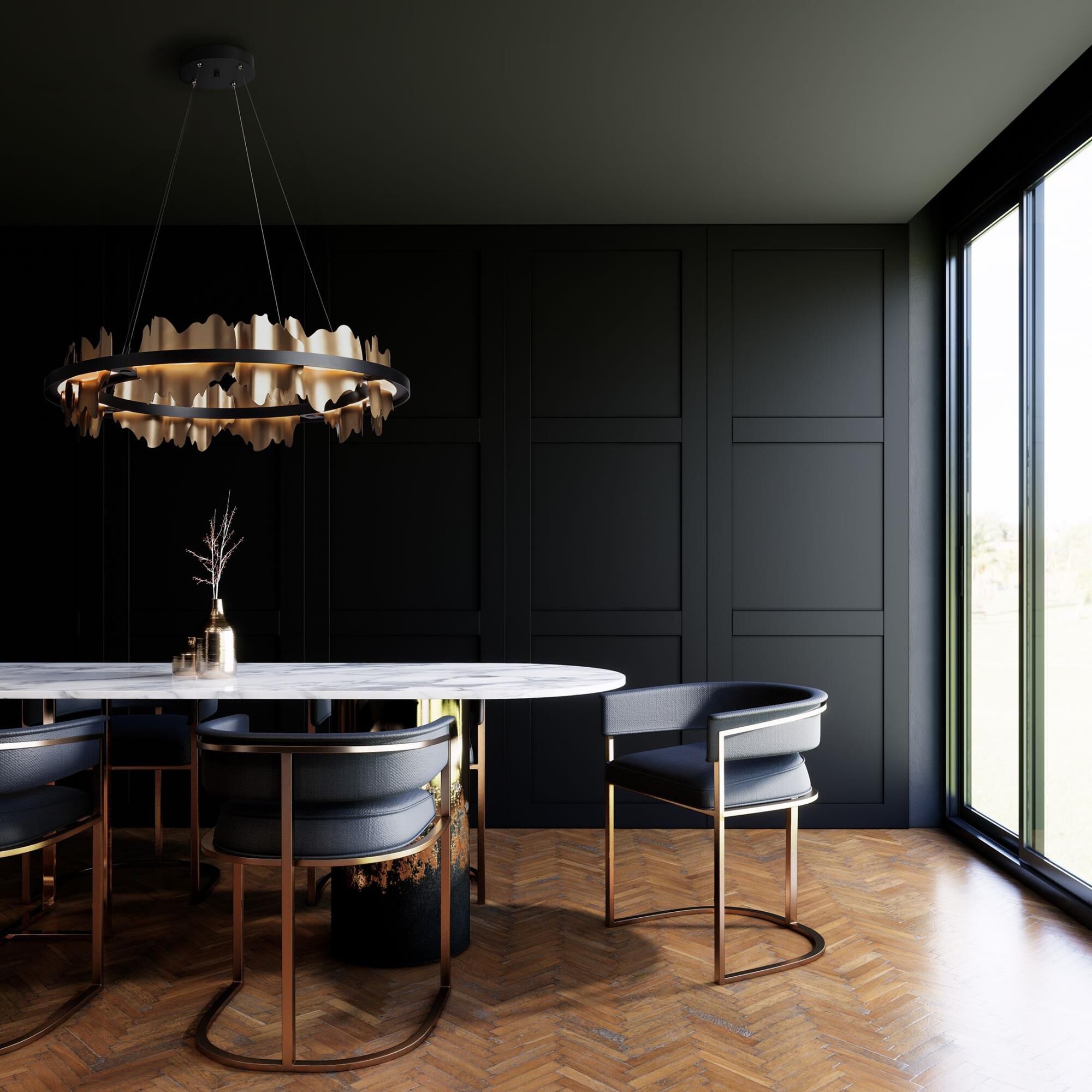 Shown in Black finish and Soft Gold accent