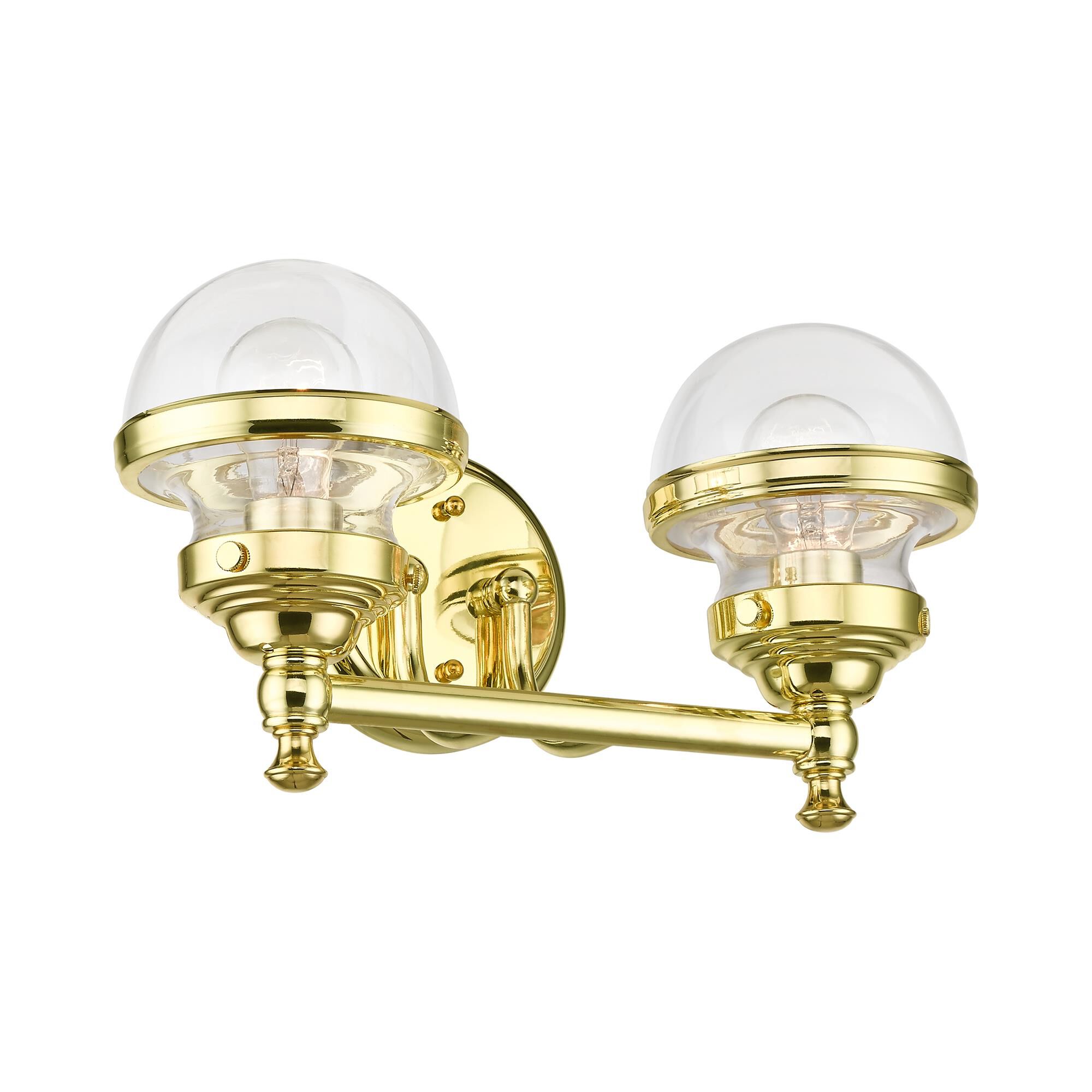 Shown in Polished Brass finish and Hand Blown Clear glass and Hand Blown Clear Glass shade