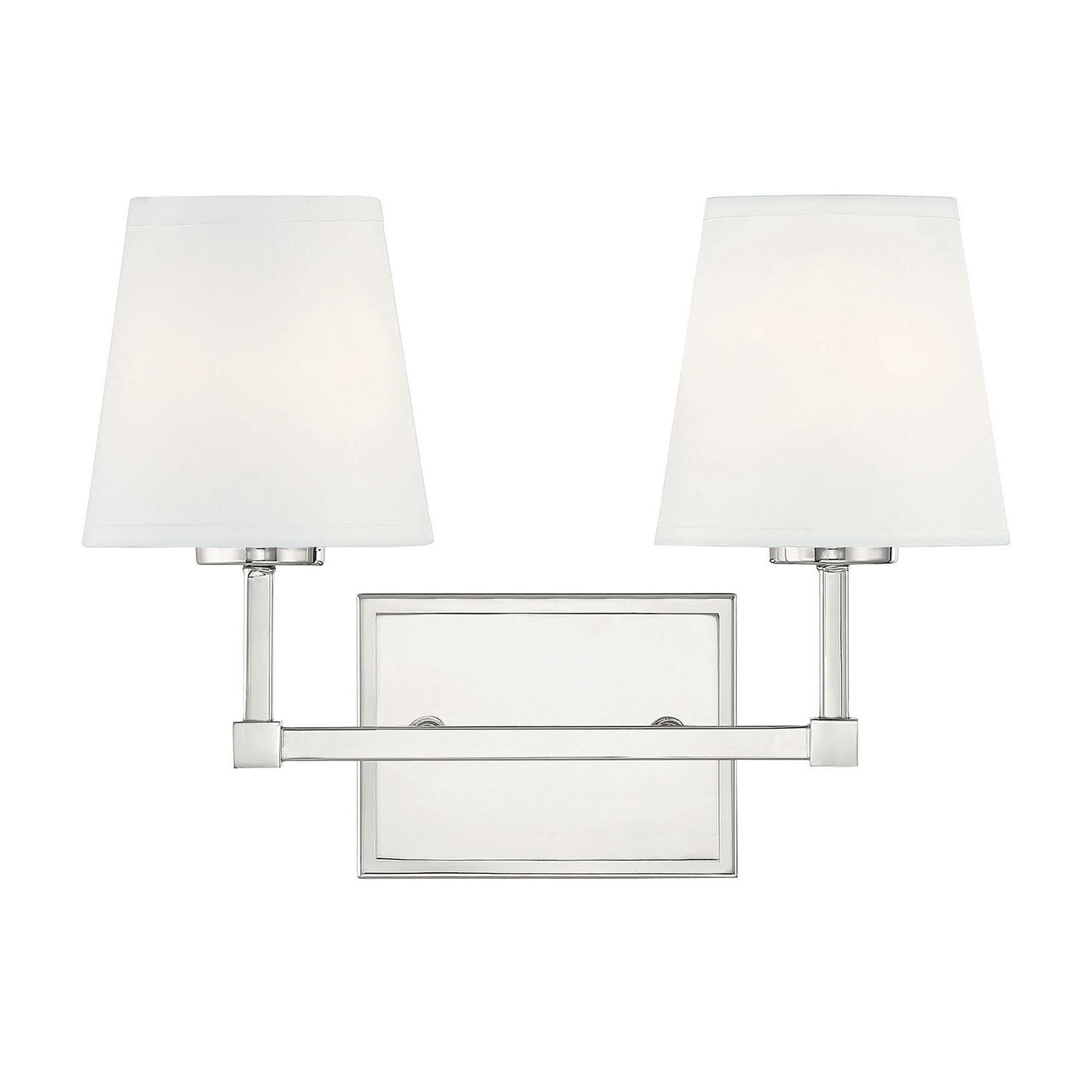 Shown in Polished Nickel finish and White Linen Fabric shade
