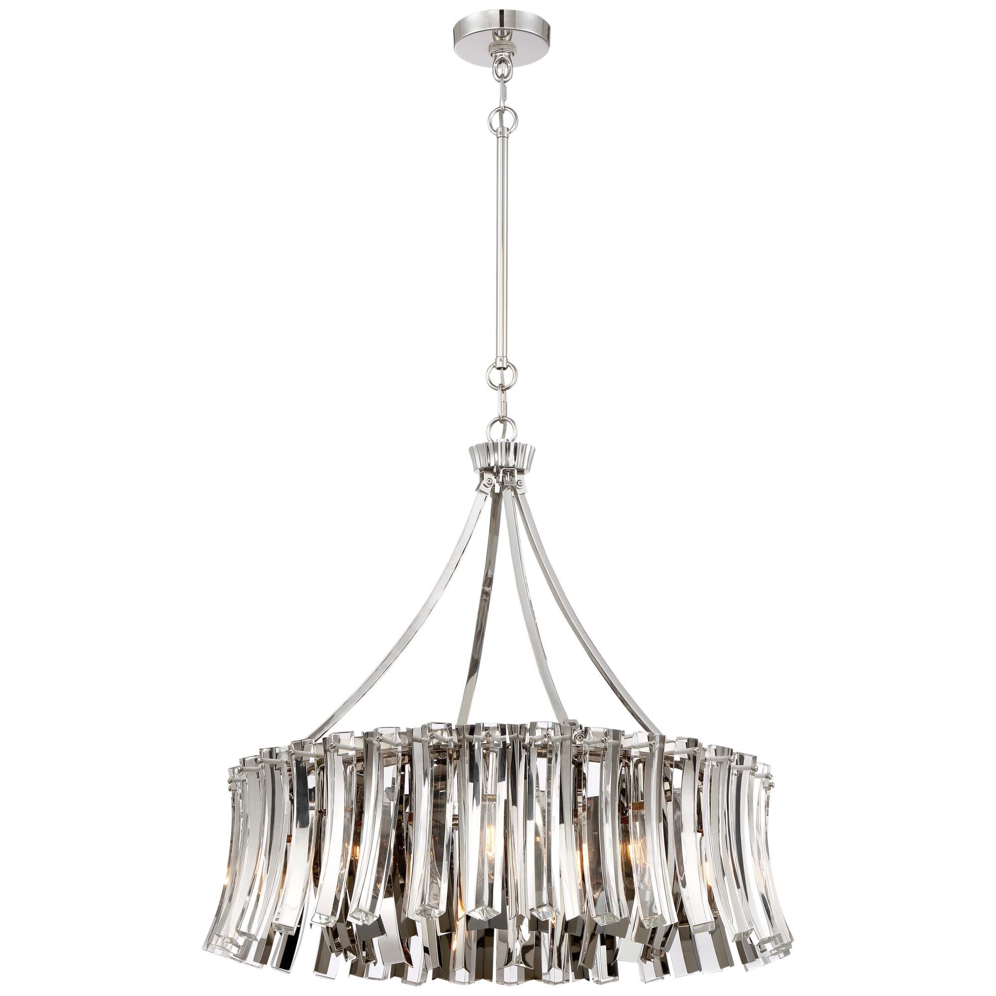 Shown in Polished Nickel finish and CLEAR glass and K9 CRYSTAL shade 