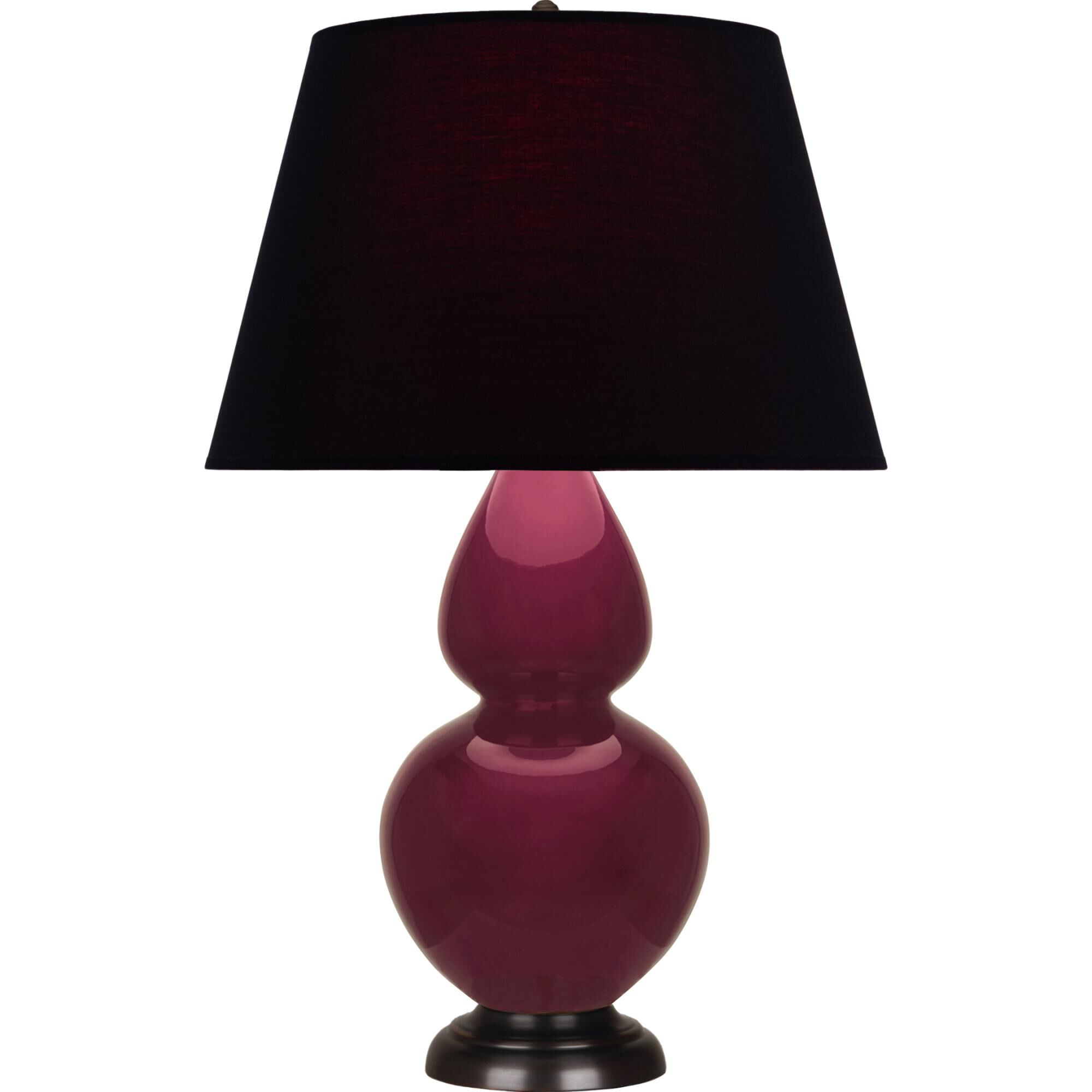 Shown in Sugar Plum Glazed finish and Ink Black with Rose Red Lining shade and Deep Patina Bronze accent
