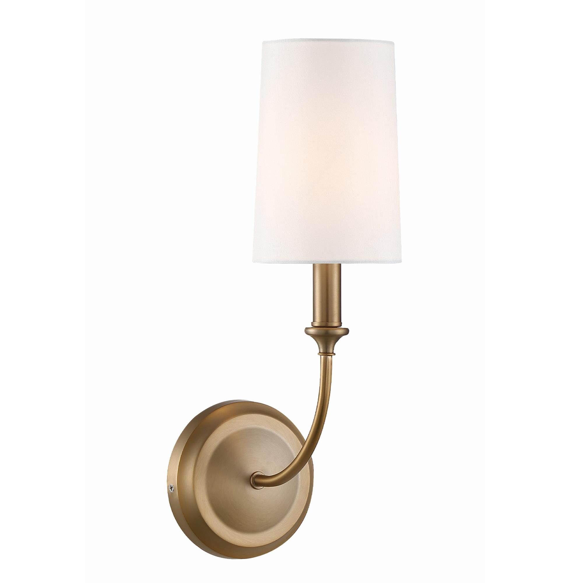 Shown in Vibrant Gold finish and Flax Textured Fabric shade