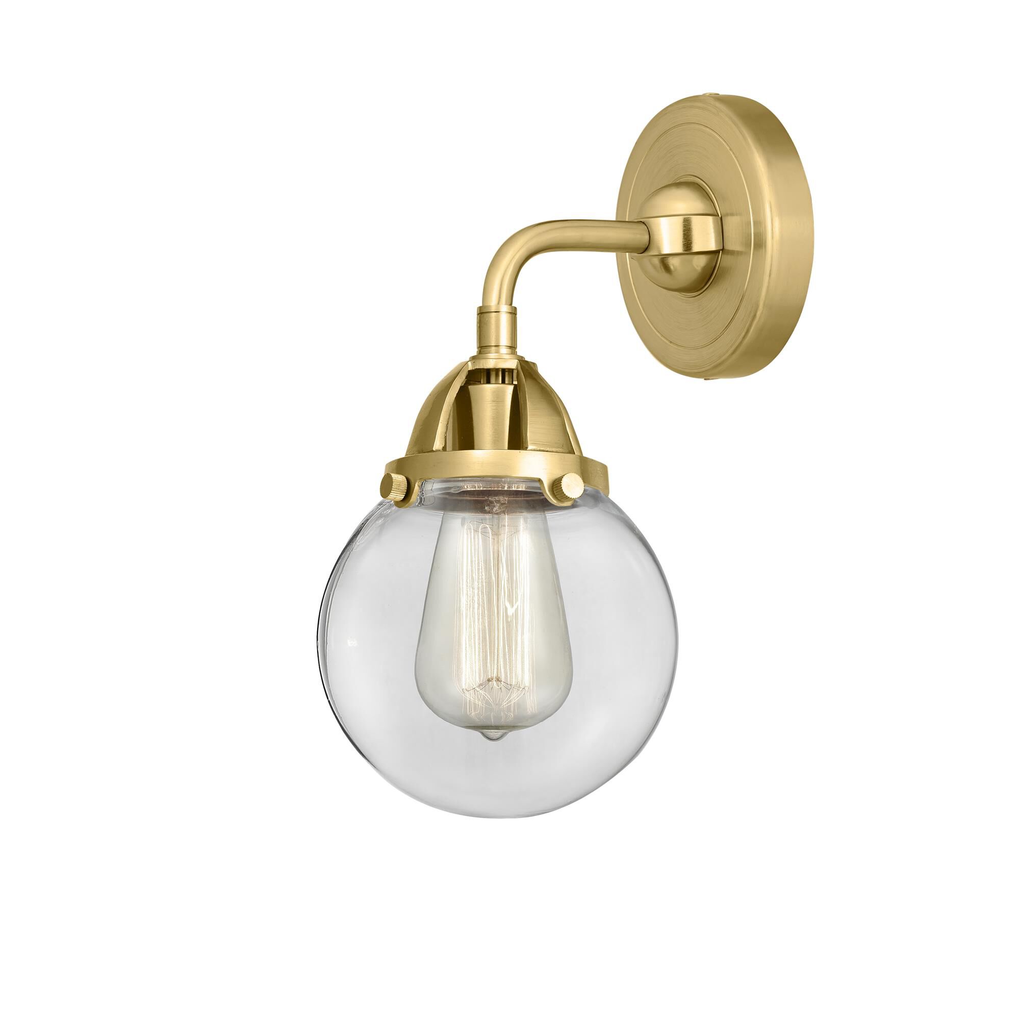 Shown in Satin Gold finish and Clear glass