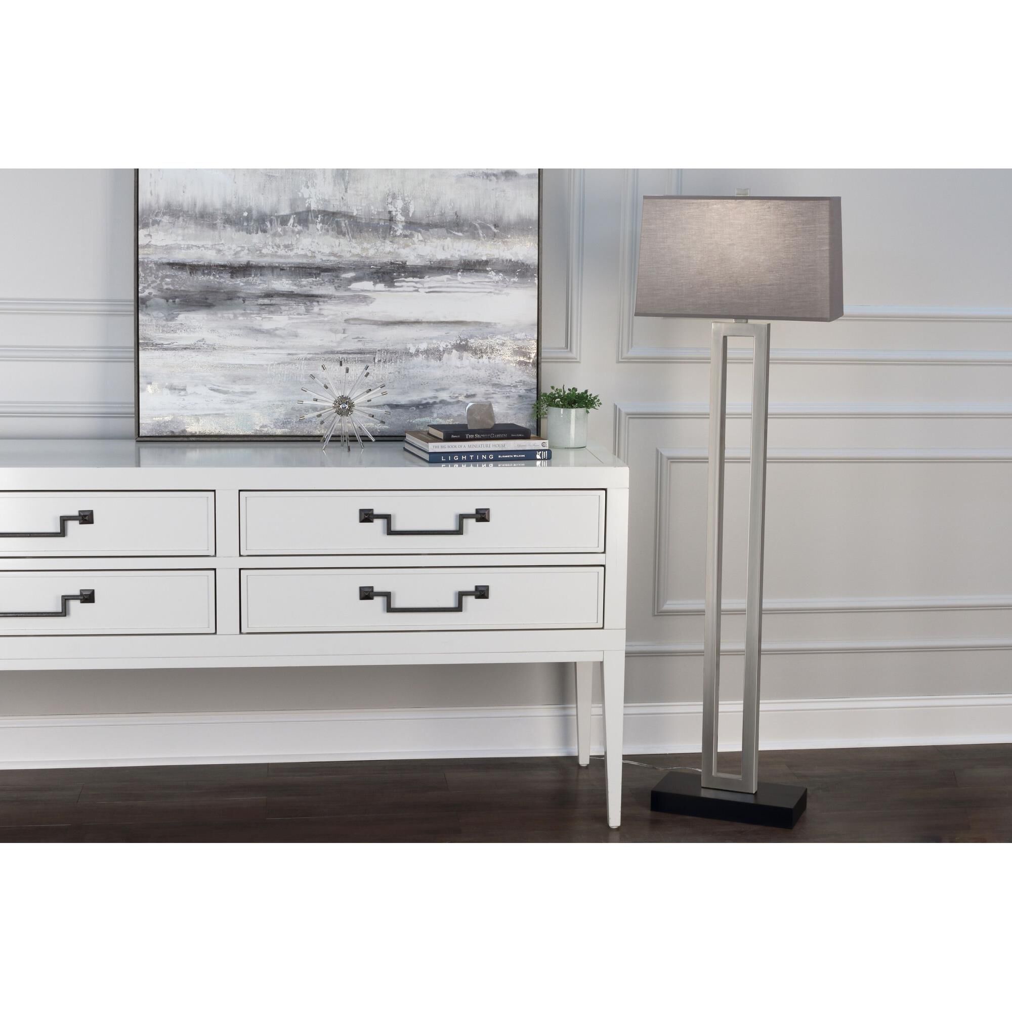 Shown in Antique Silver finish and Gray shade