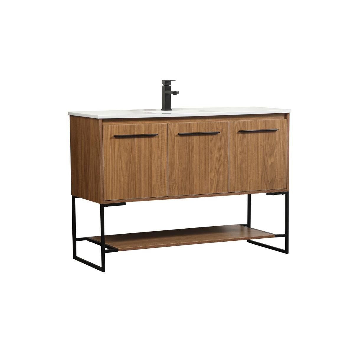 Shown in Walnut Brown finish and Without Backsplash accent