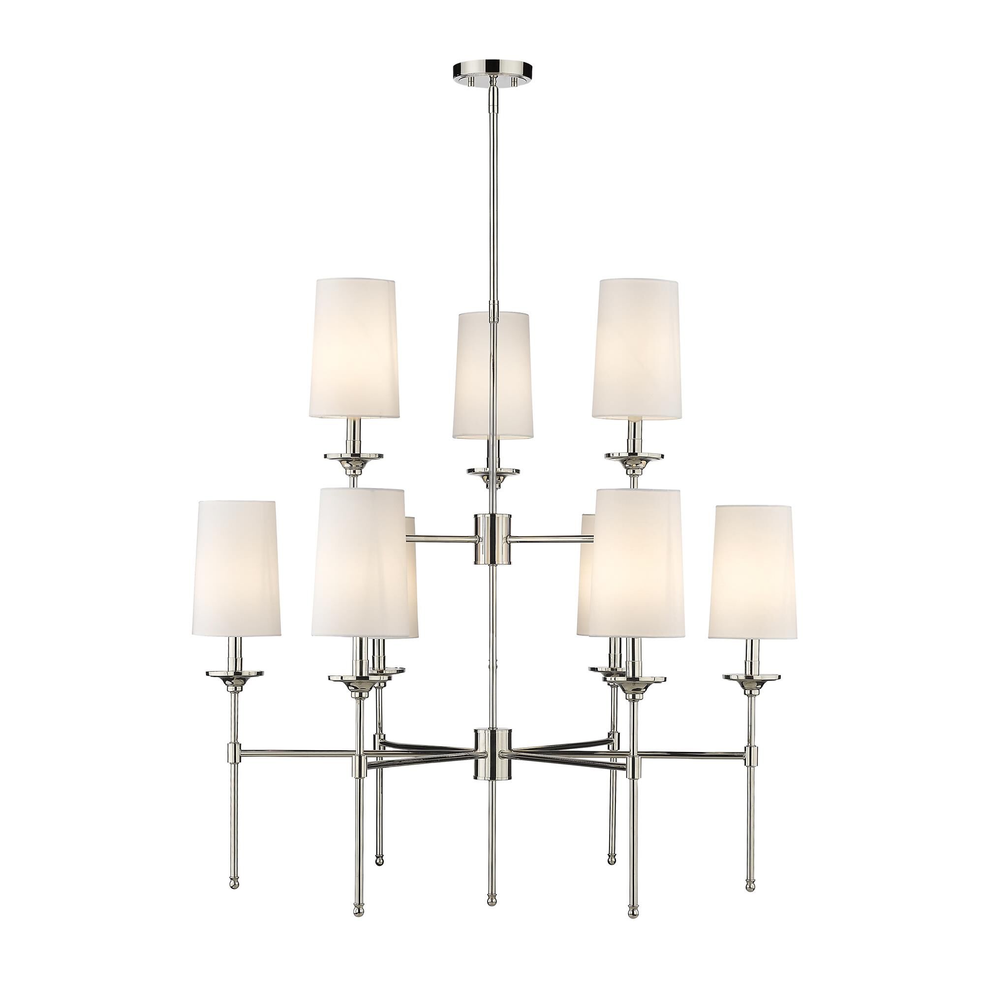 Shown in Polished Nickel finish and Cloth Cover glass and Cloth Cover shade