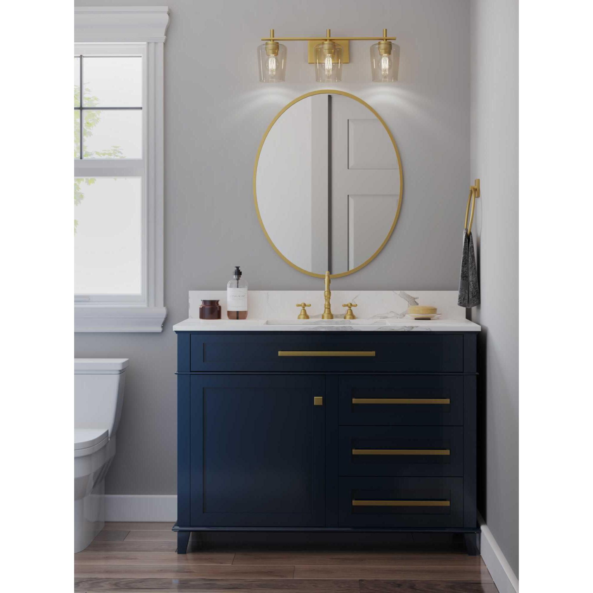 Shown in Vintage Brass finish and Clear glass