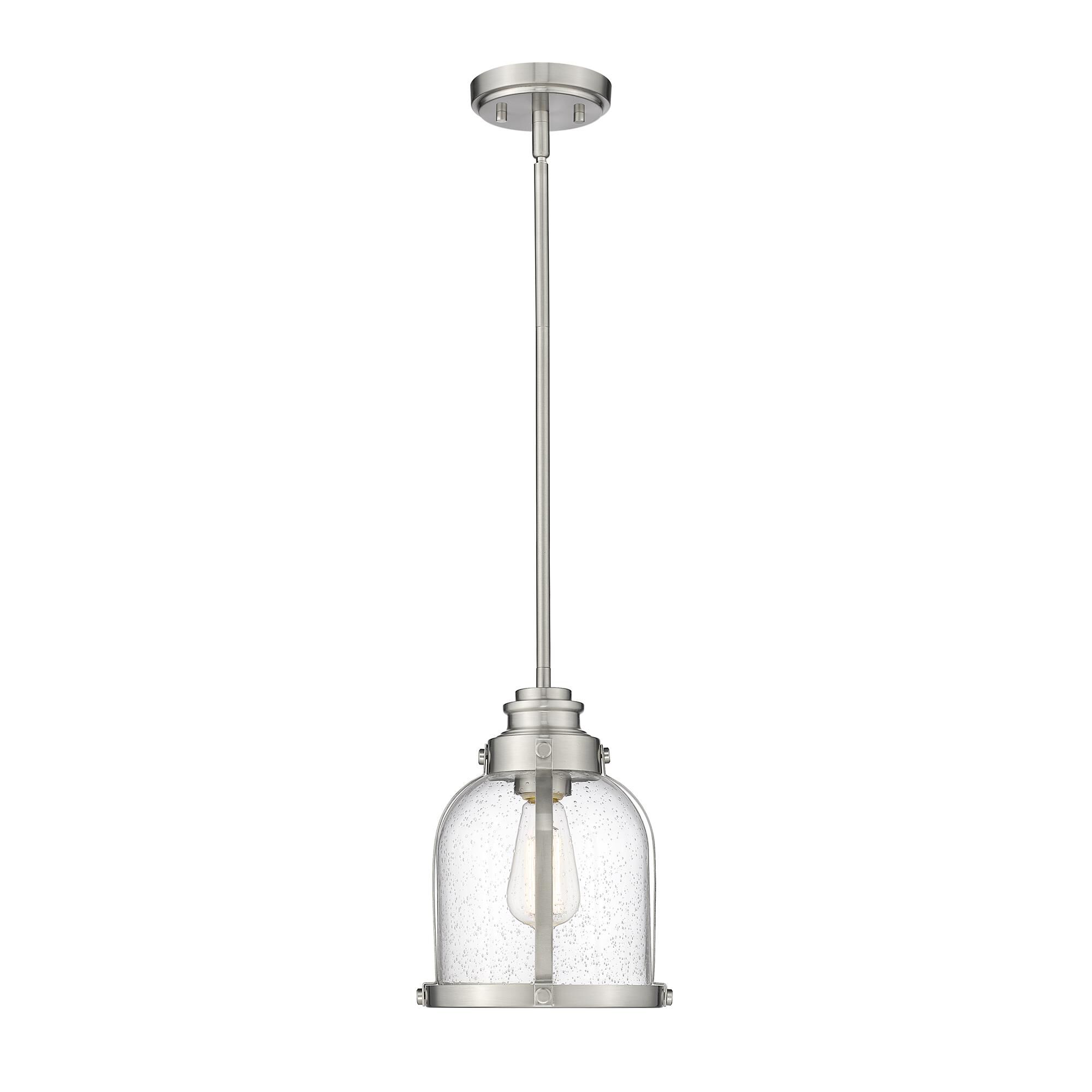 Shown in Brushed Nickel finish and Glass shade