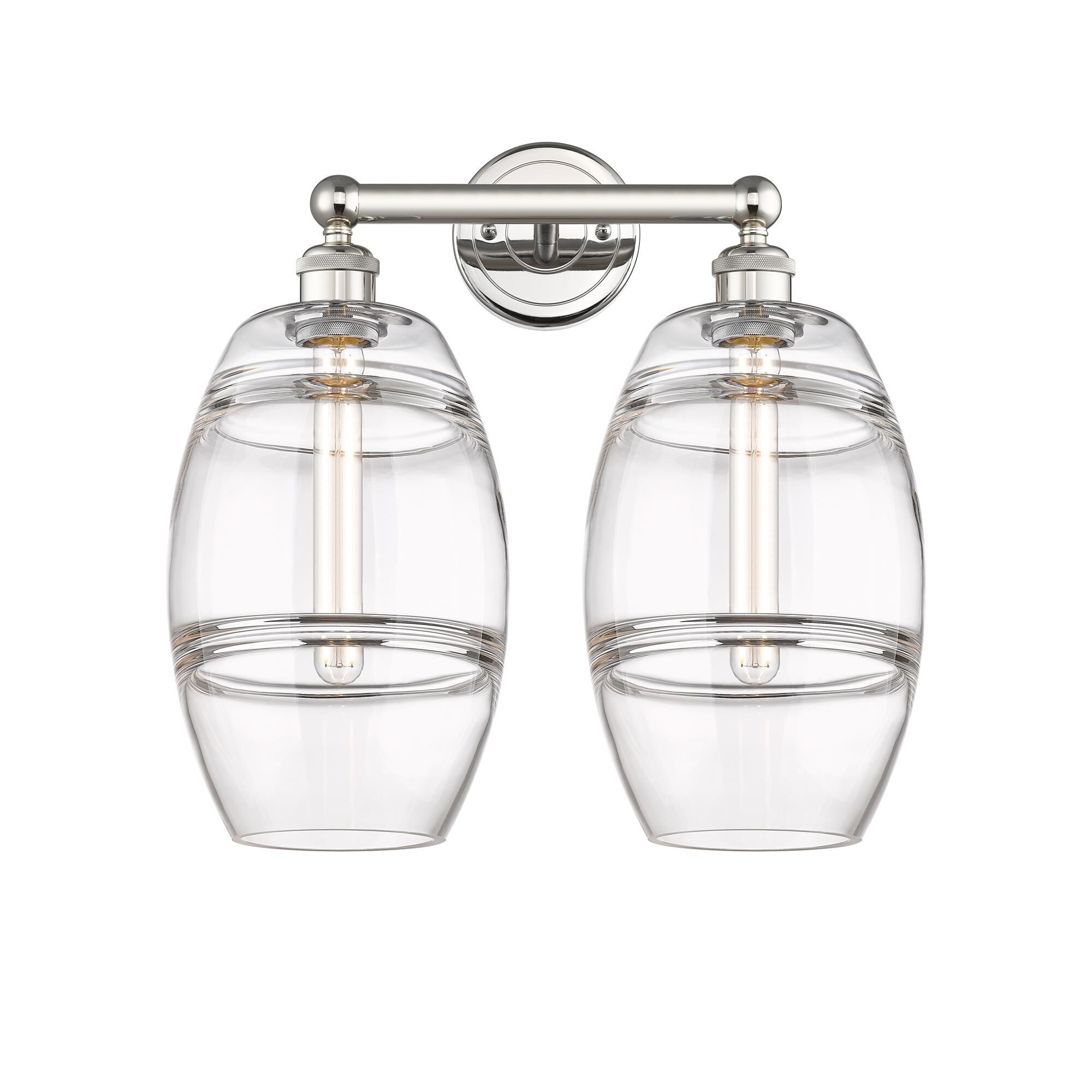 Shown in Polished Nickel finish and Clear glass