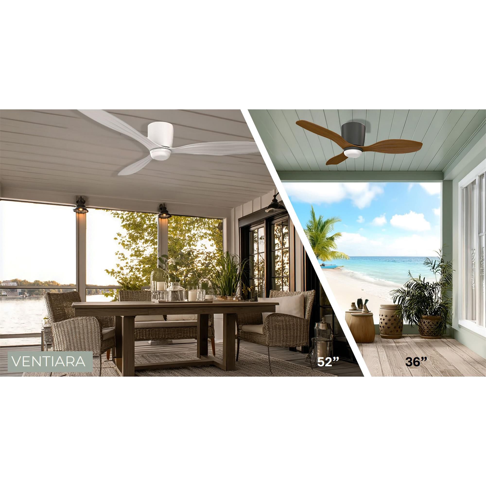 Ventiara 36 Inch Flush Mount Fan with Light Kit - Clearance,