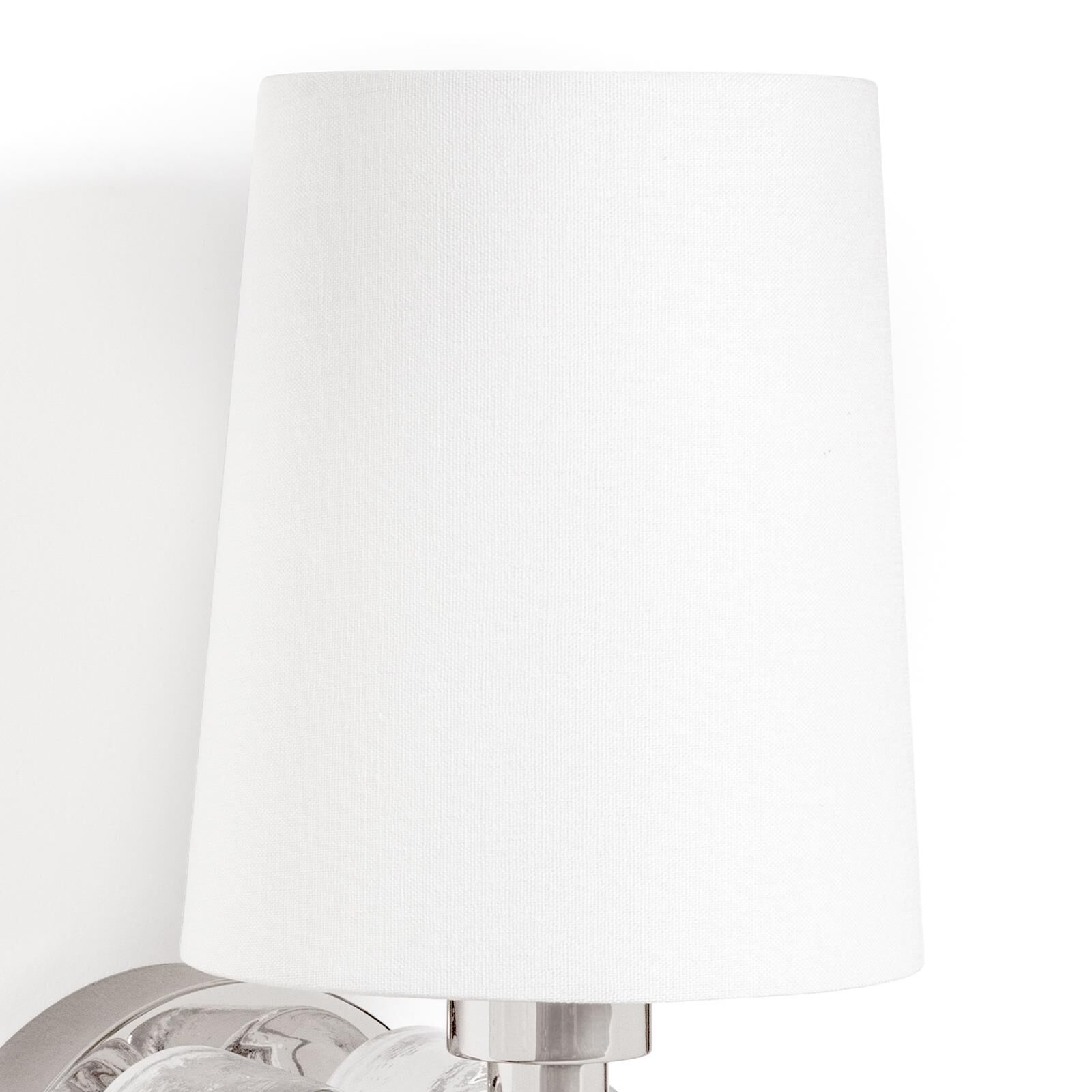 Shown in Polished Nickel finish and Linen shade