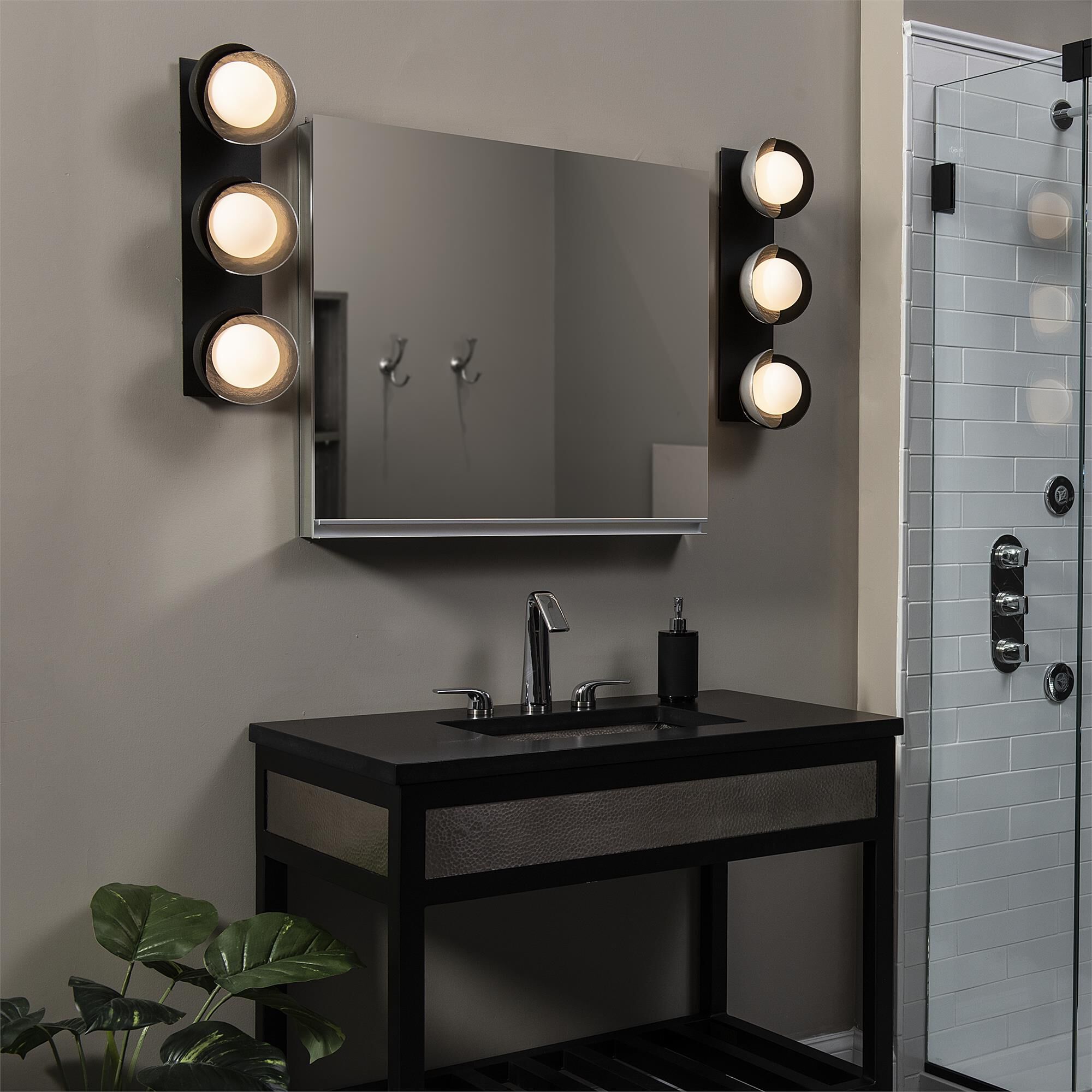 Shown in Oil Rubbed Bronze finish and Opal glass and Sterling (85) accent