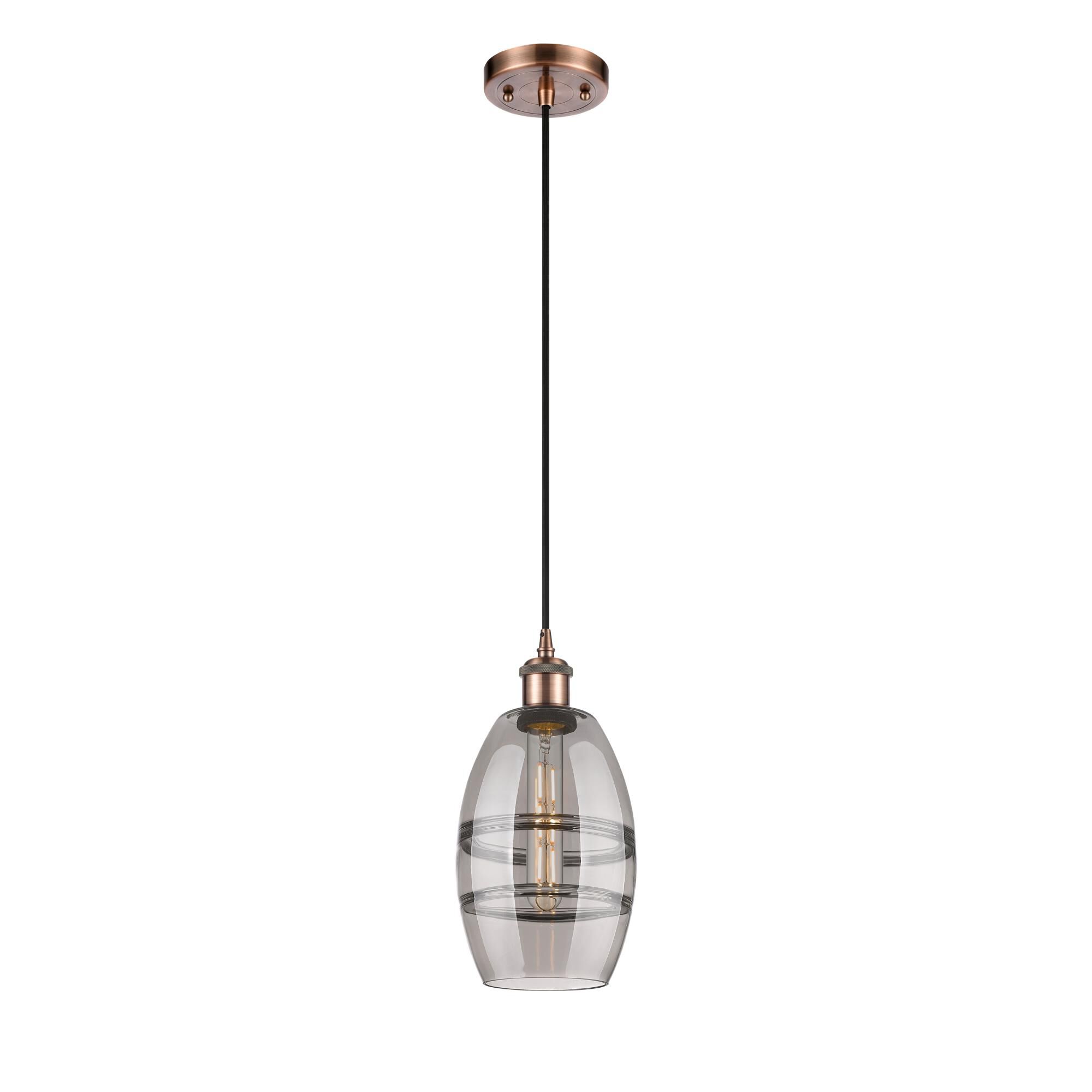 Shown in Antique Copper finish and Light Smoke glass