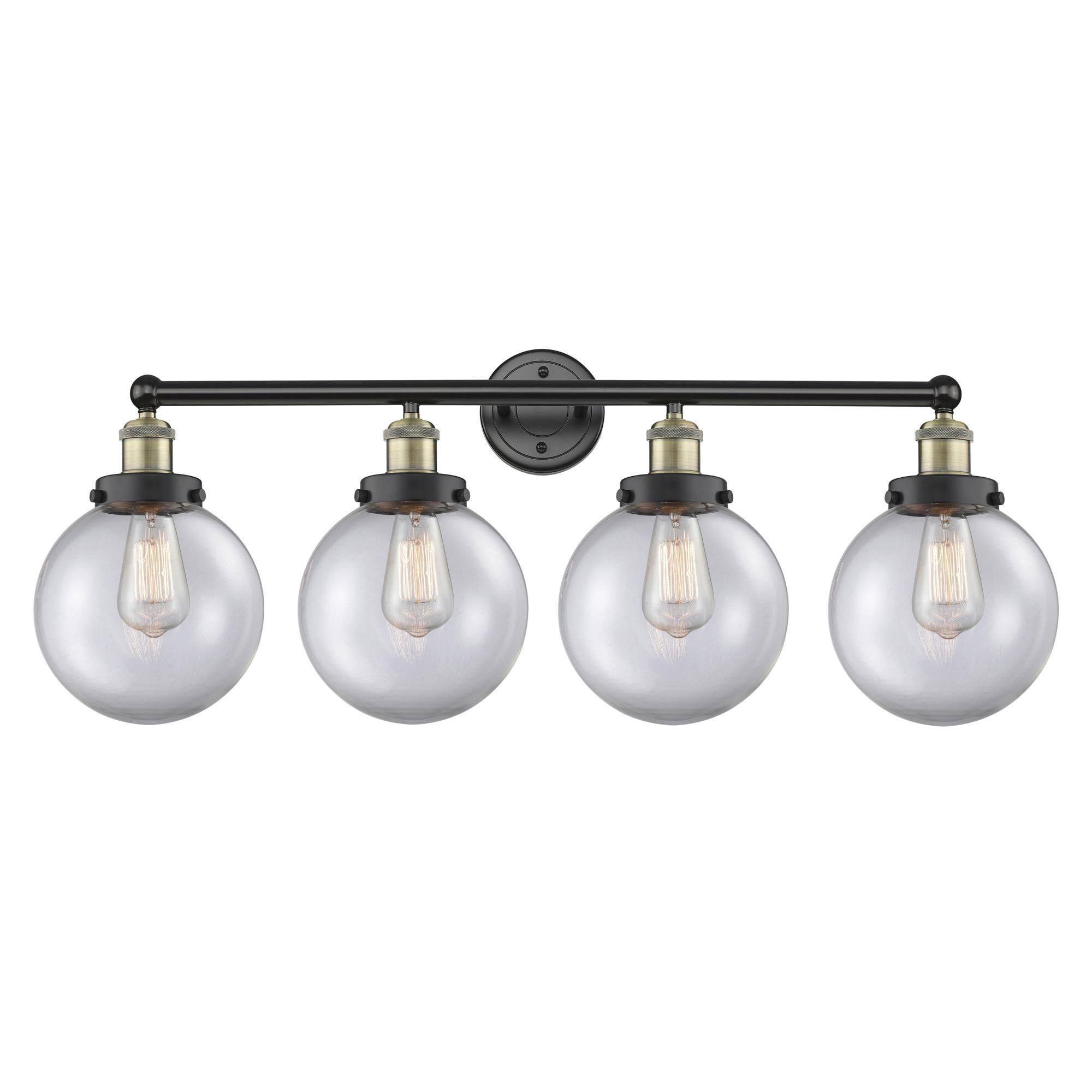 Shown in Black Antique Brass finish and Clear glass