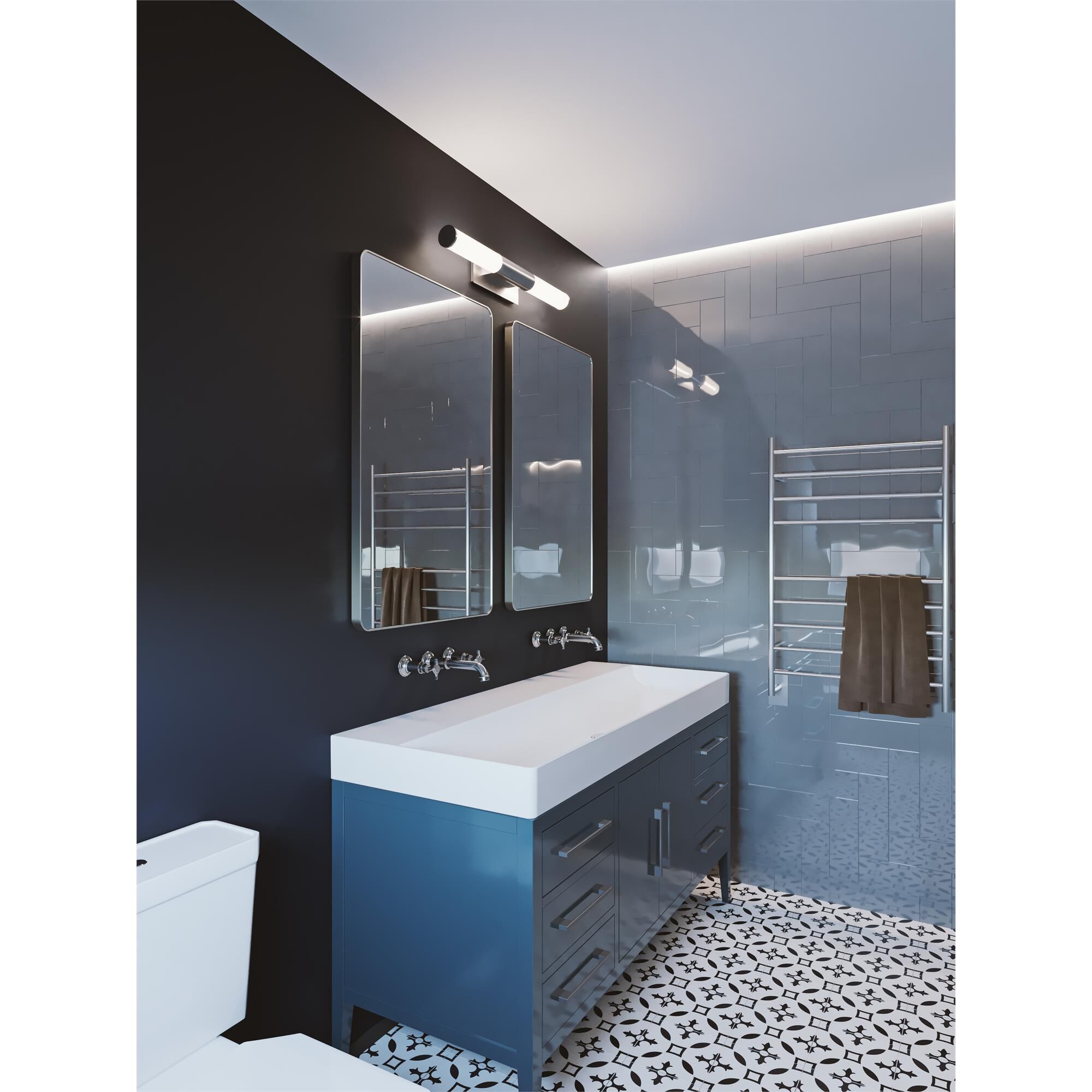 Shown in Satin Nickel finish and White Acrylic shade