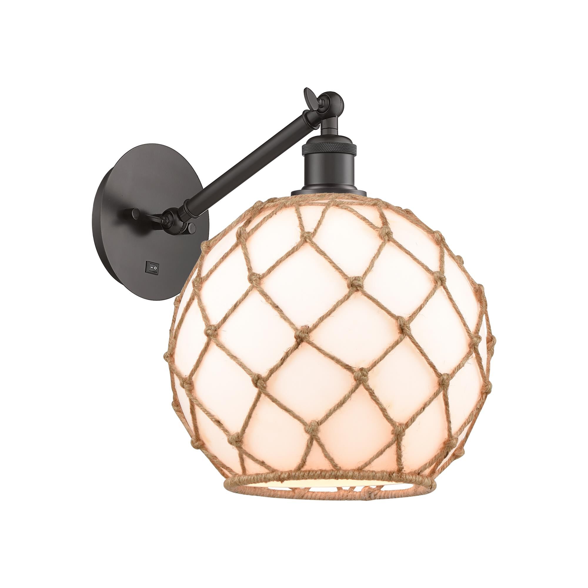 Bruno Marashlian Farmhouse Rope 10 Inch Wall Swing Lamp by Innovations Lighting